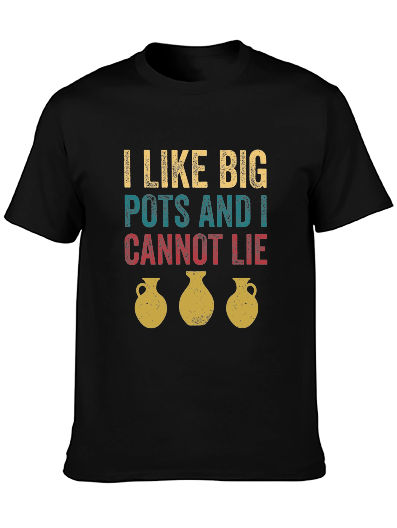 Black I Like Big Pots T-Shirt - Funny Pottery Tee view 3