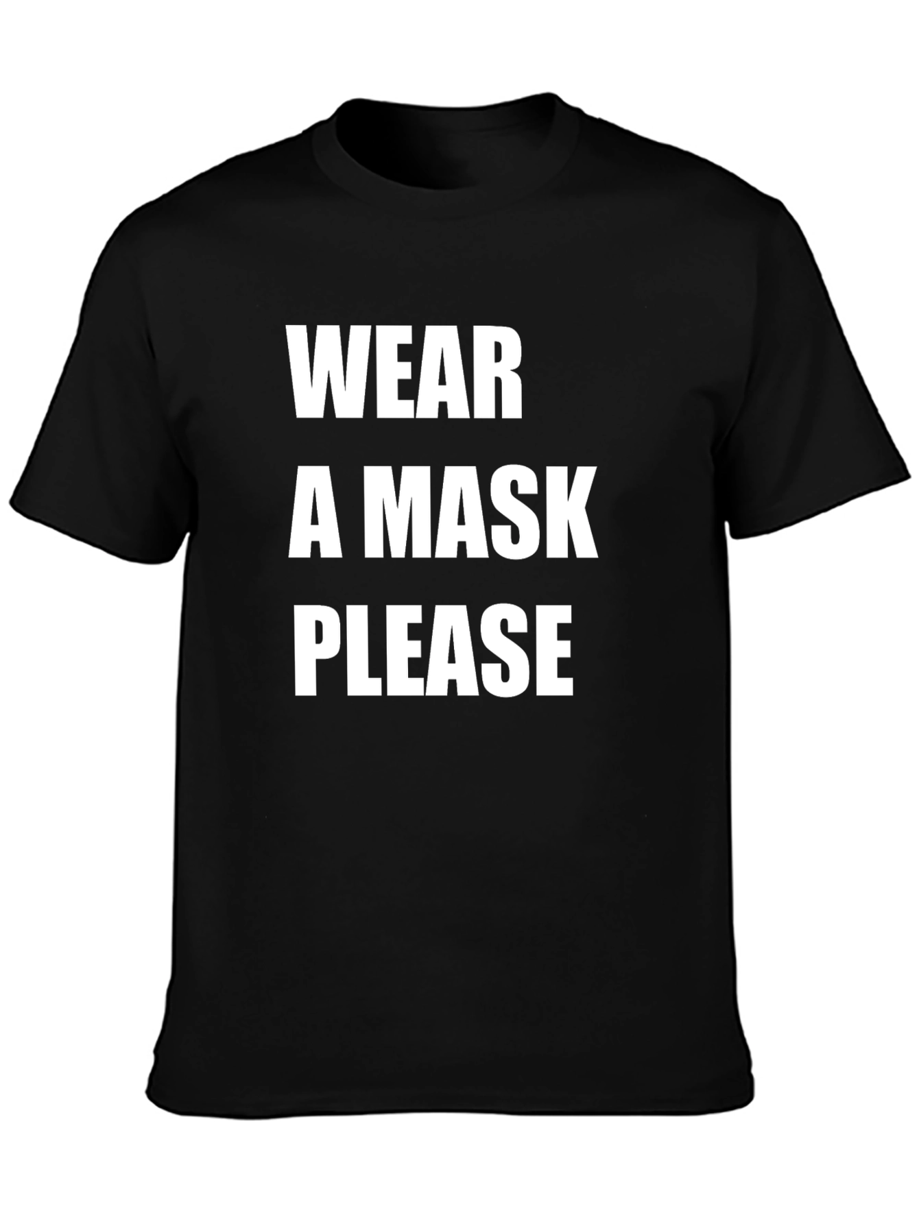 Black Wear a Mask Please T-Shirt - Black Cotton Casual Tee view 3