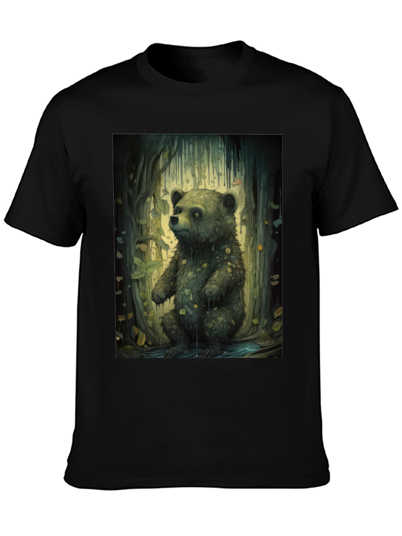 Black Bear Forest Graphic Tee - Nature Inspired Print view 3