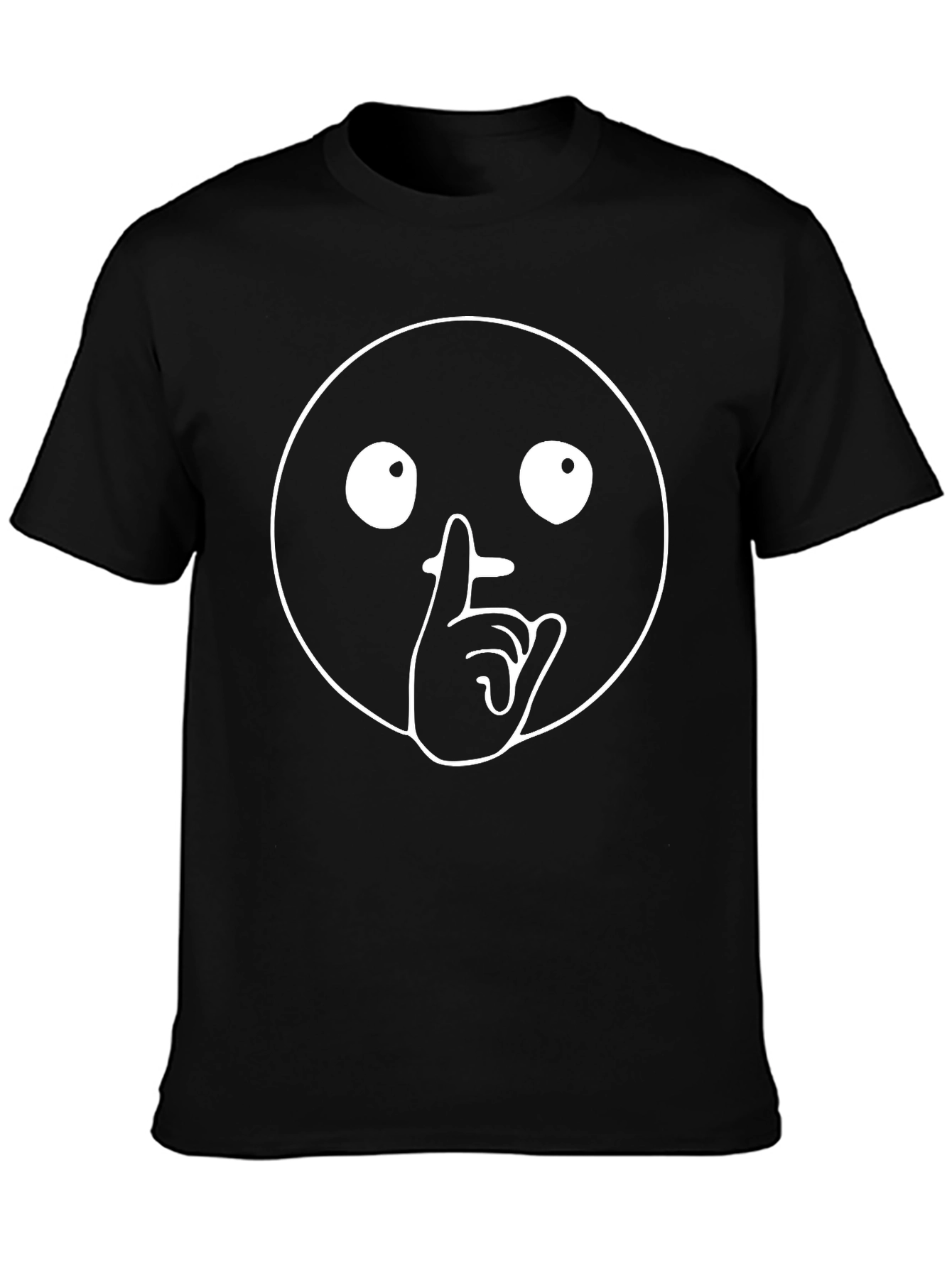 Black Shhh Emoji Graphic Tee - Black Crew Neck view 3