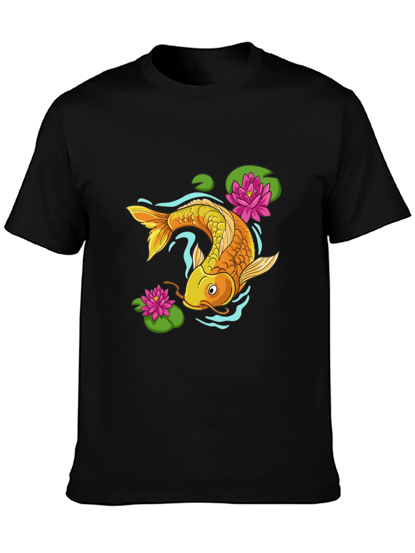 Black Koi Fish Graphic Tee - Black Cotton Blend view 3