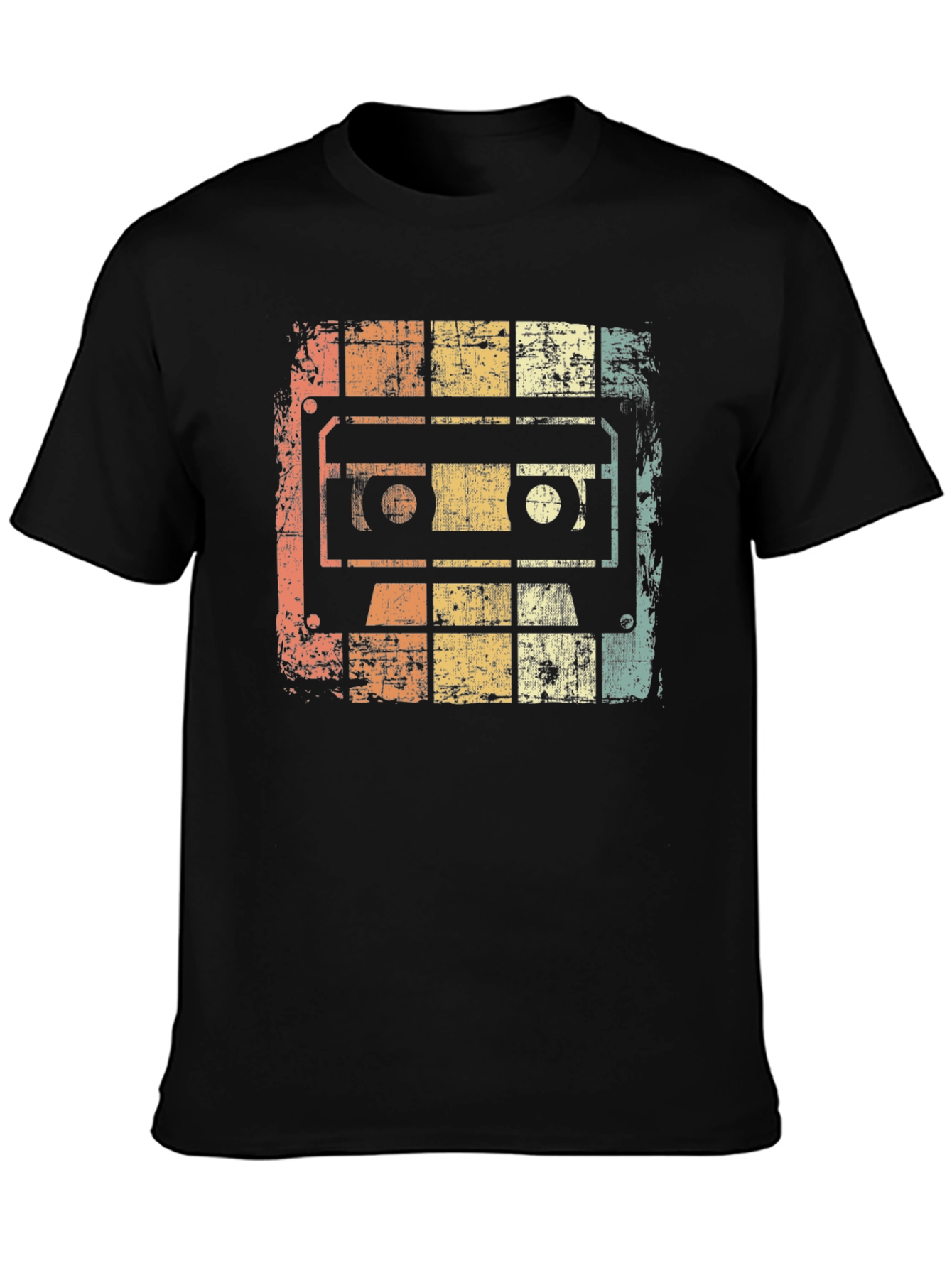 Black Retro Cassette Tape Graphic T-Shirt view 3