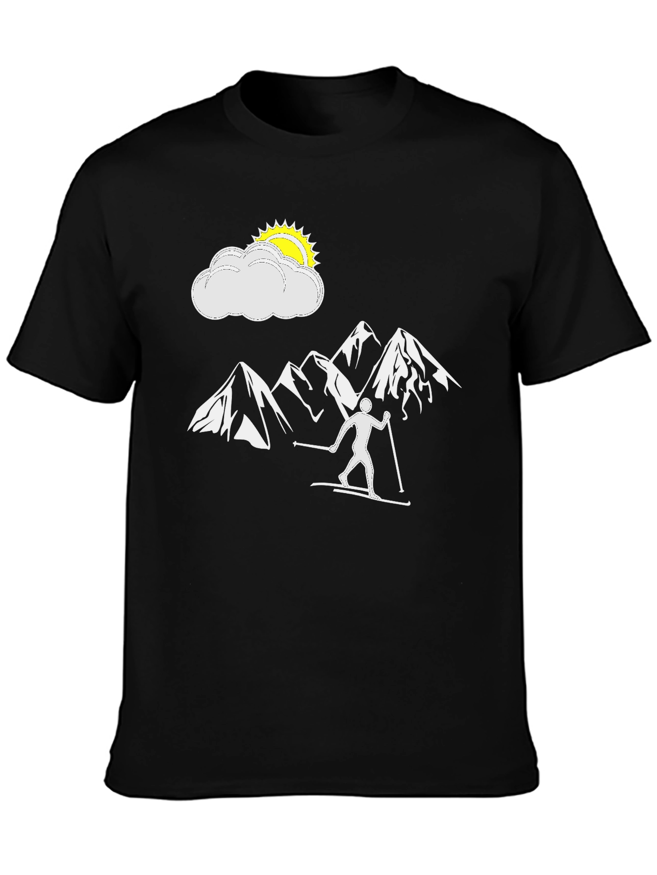 Black Black Skiing Adventure T-Shirt view 3
