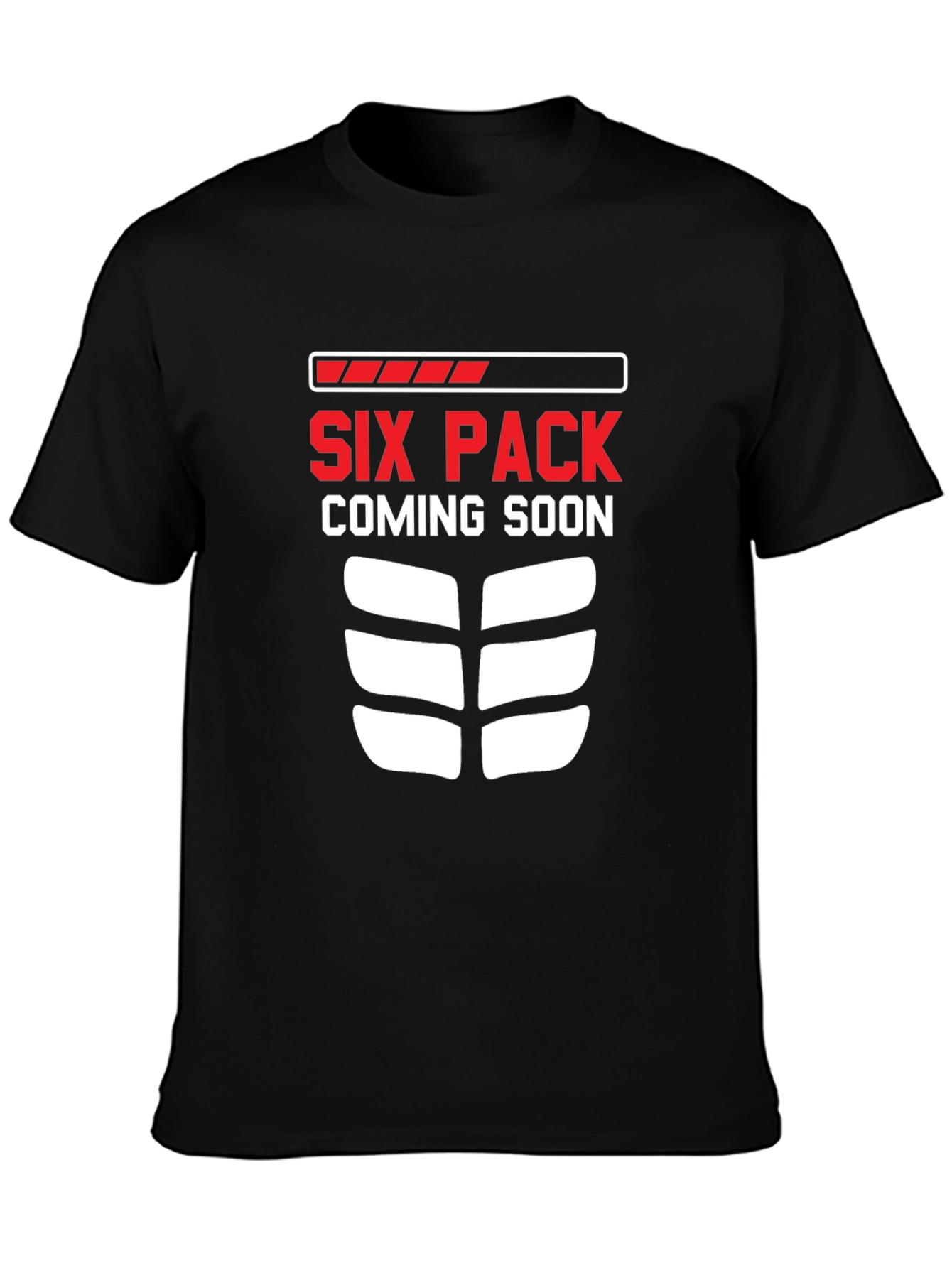 Black Six Pack Coming Soon Funny Workout T-Shirt view 3