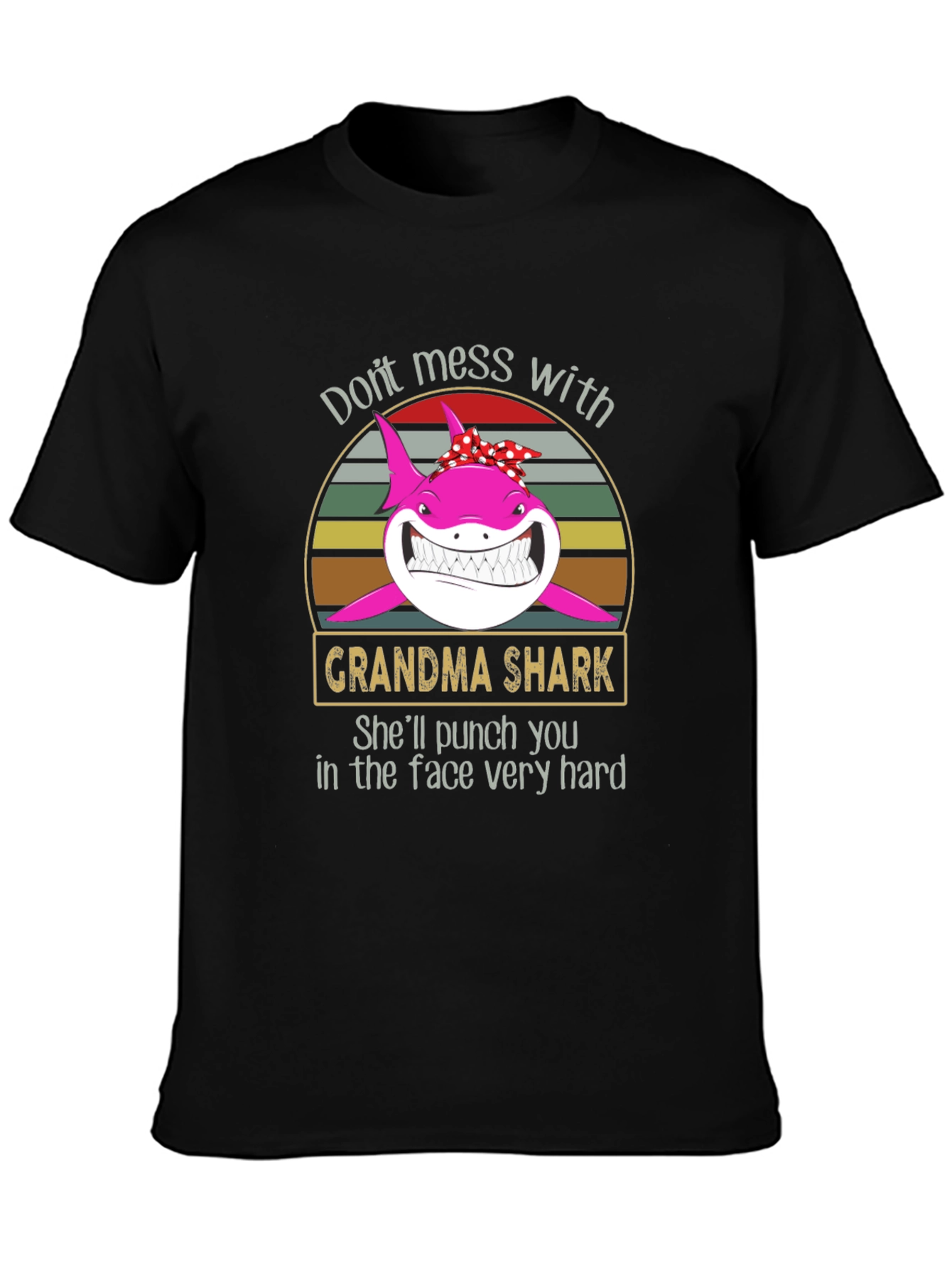 Black Grandma Shark Graphic T-Shirt view 3