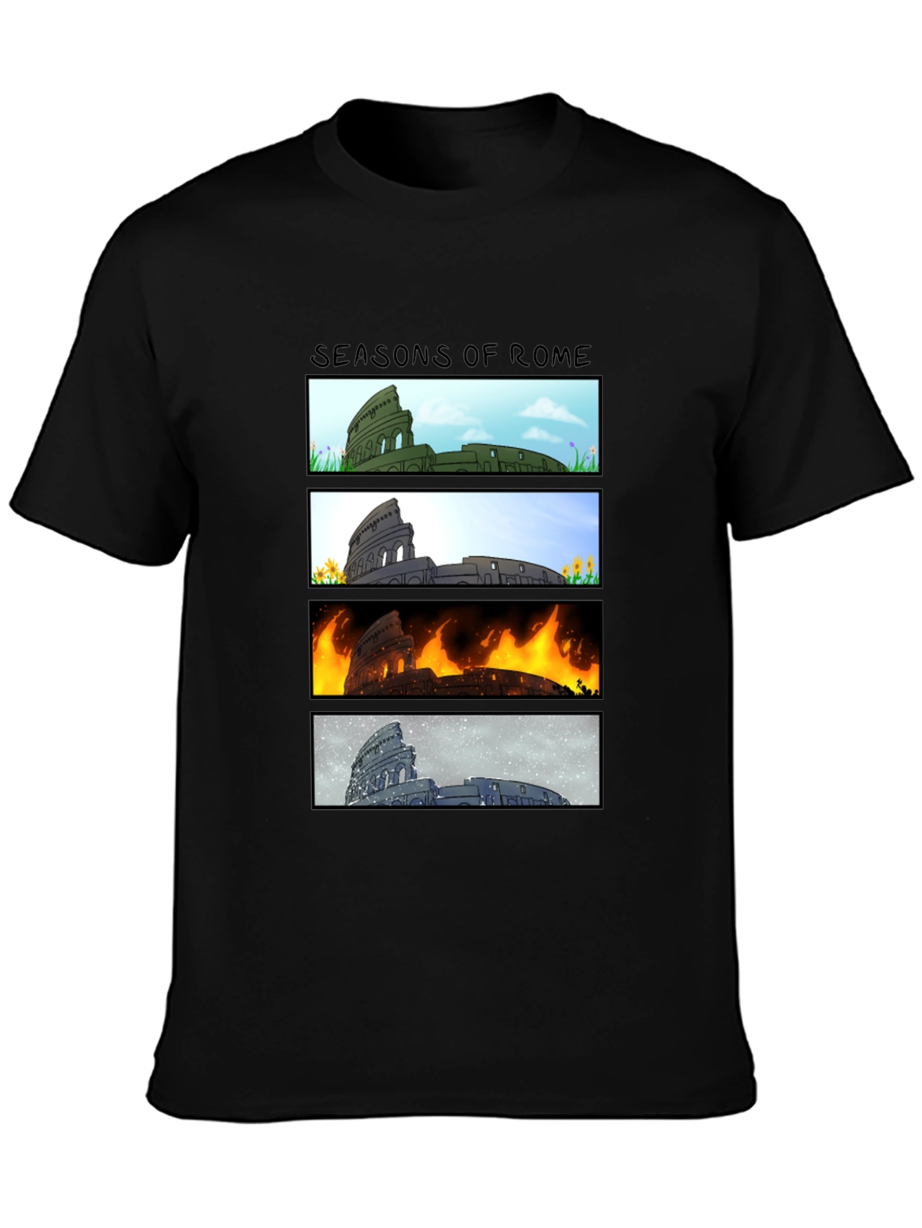 Black Seasons of Rome Graphic T-Shirt view 3