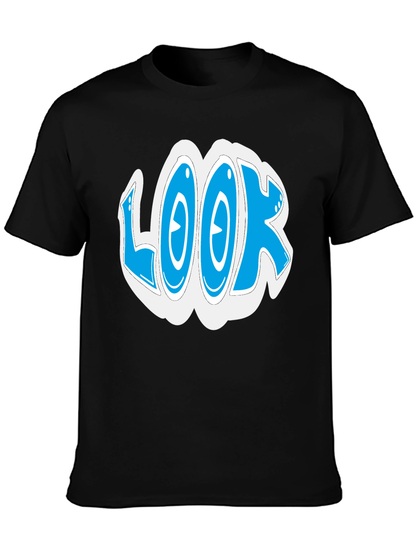 Black Look Graphic Black Cotton T-Shirt view 3