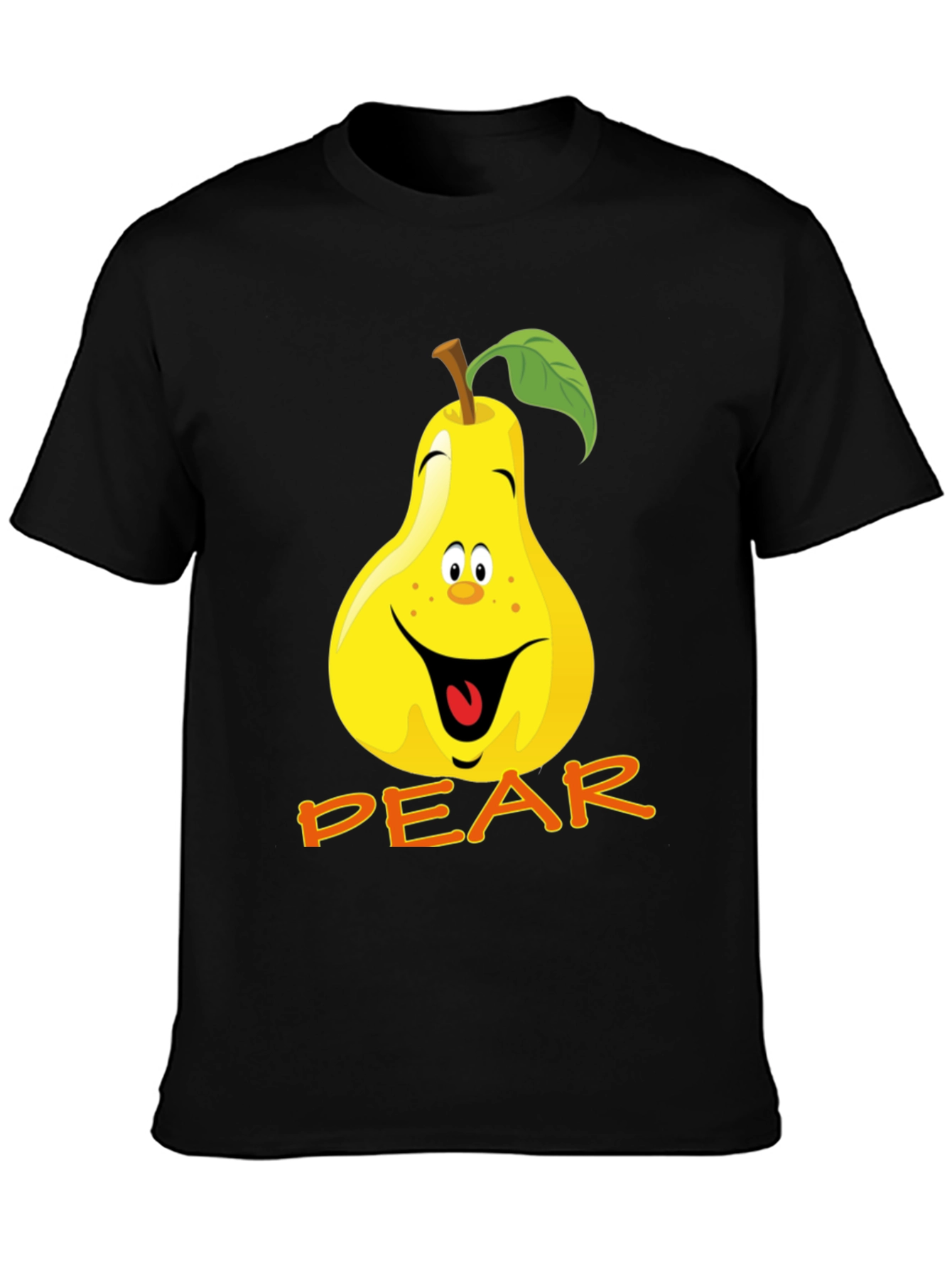Black Funny Pear Cartoon T-Shirt view 3