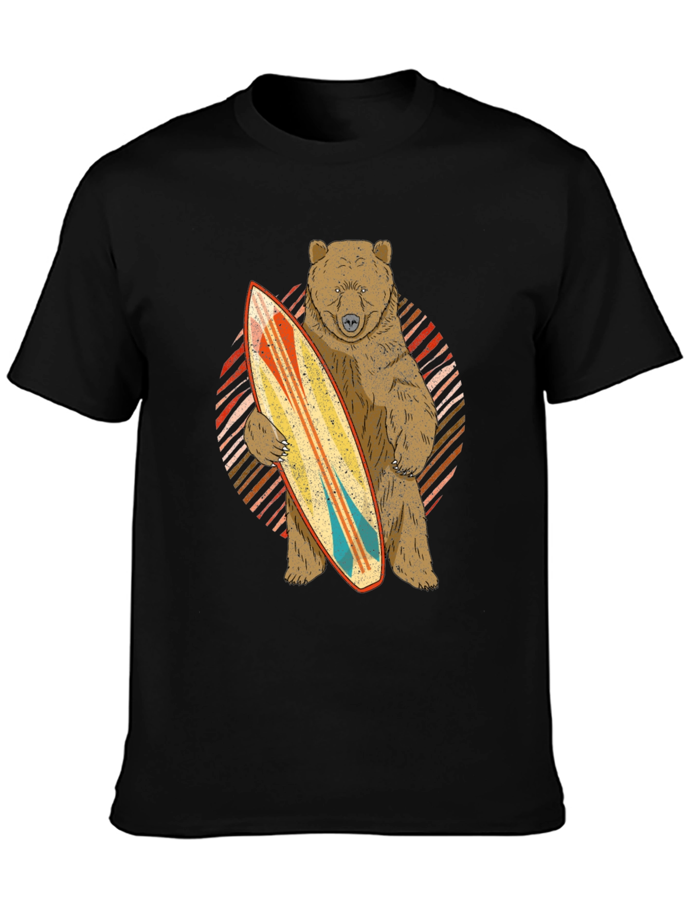 Black Bear with Surfboard Graphic Tee view 3