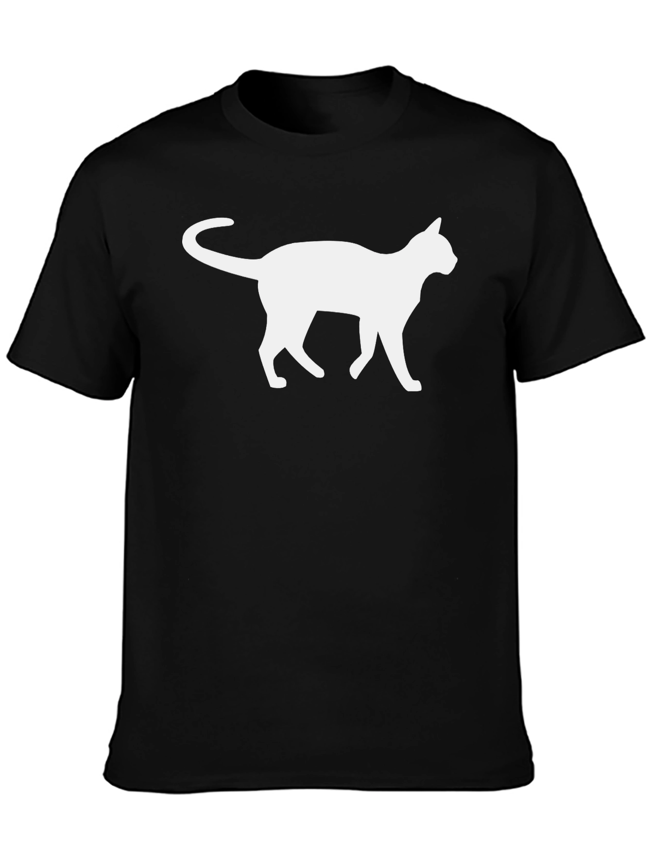 Black Cool Cat Silhouette Graphic T-Shirt view 3