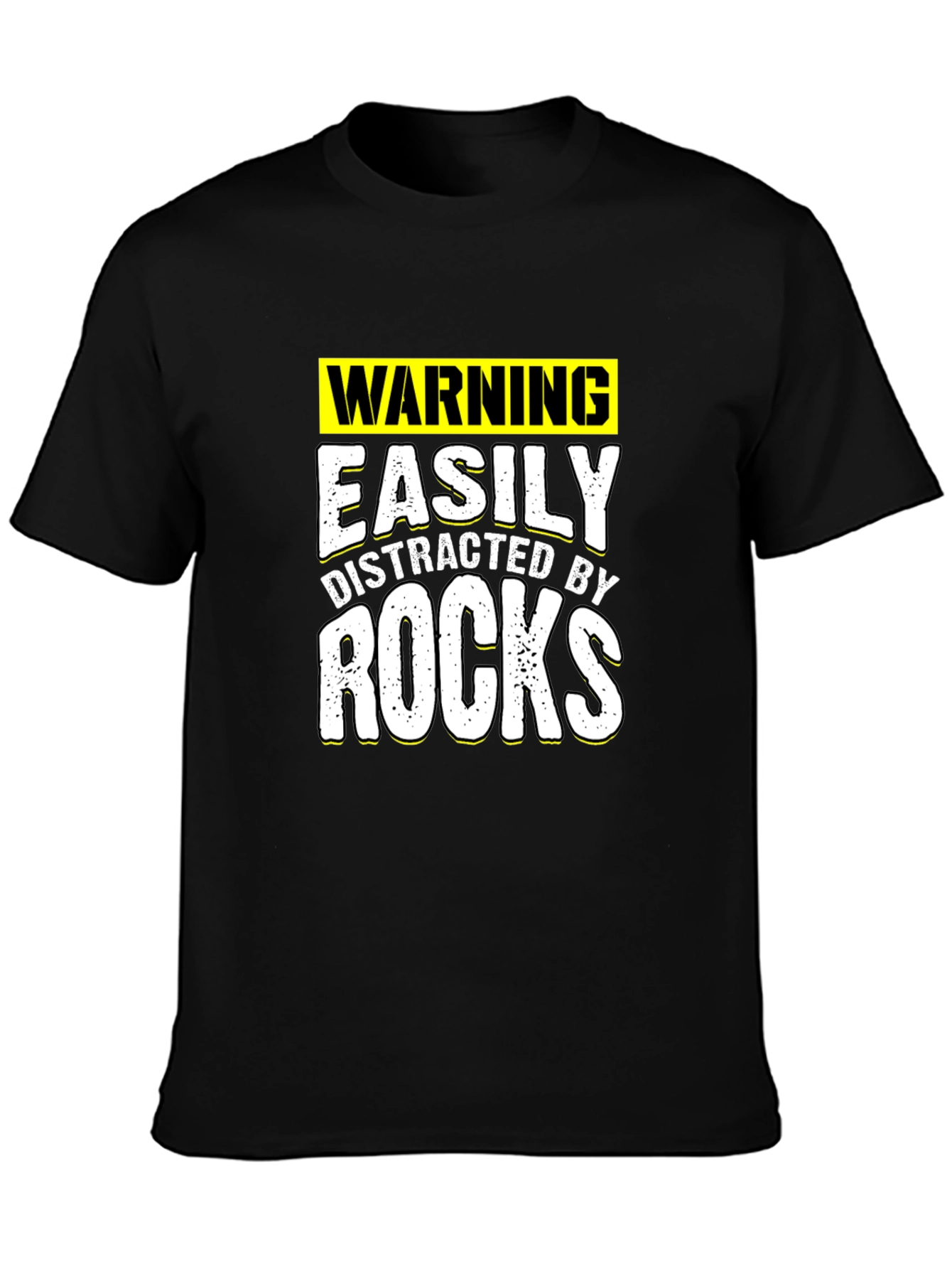 Black Easily Distracted By Rocks T-Shirt view 3