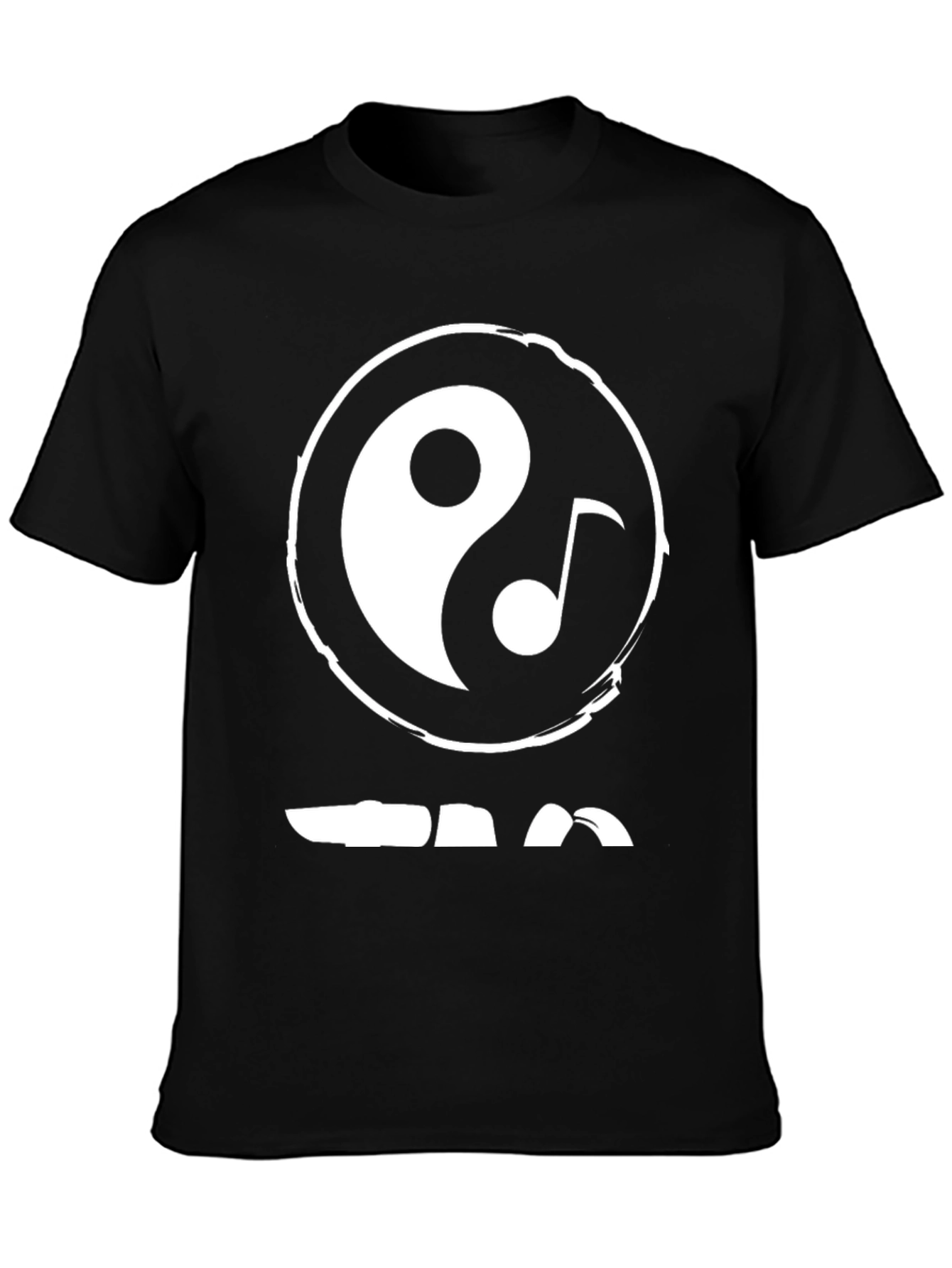 Black Yin Yang Music Note Graphic Tee - Black Cotton view 3
