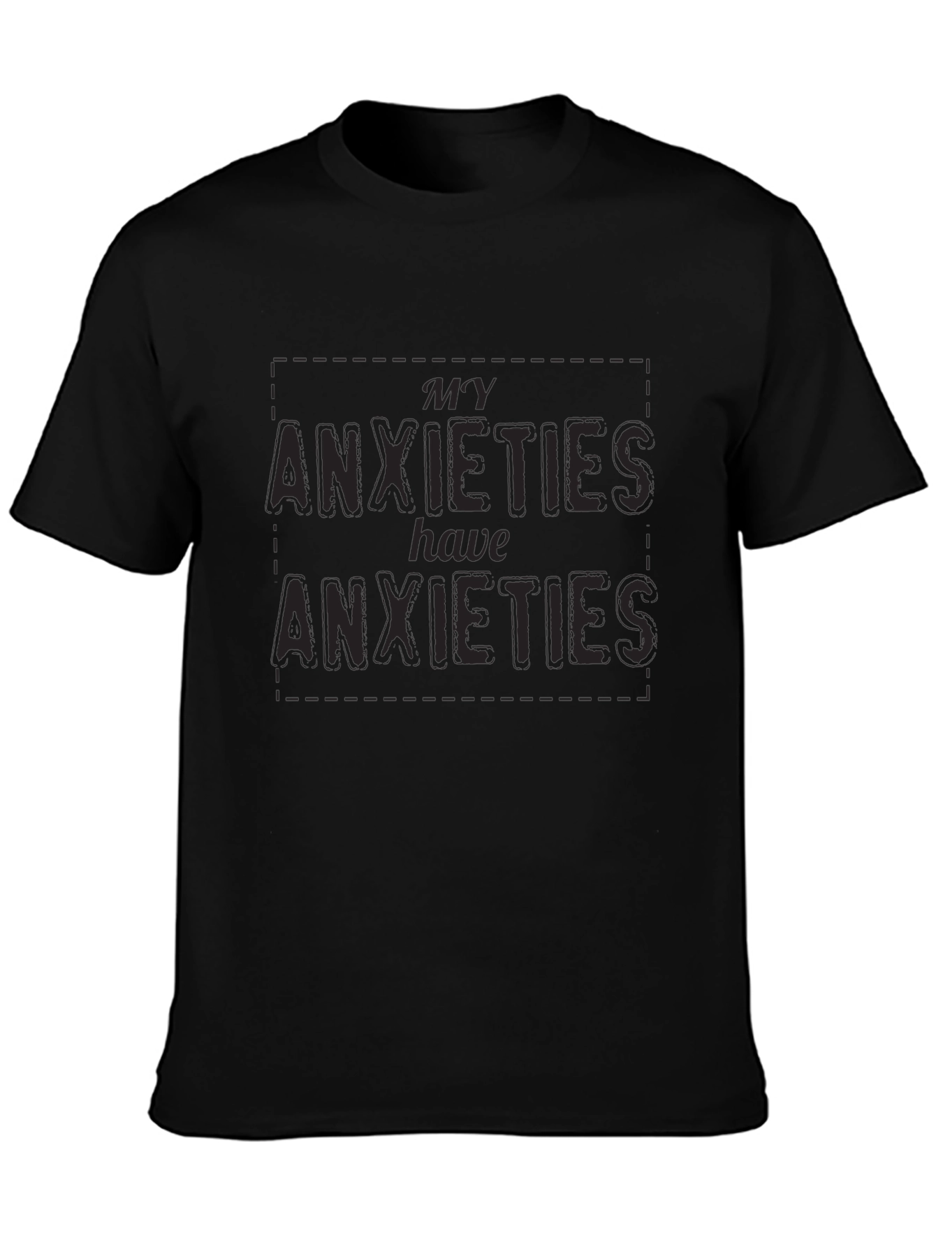 Black Anxiety Humor Graphic Tee - Black view 3