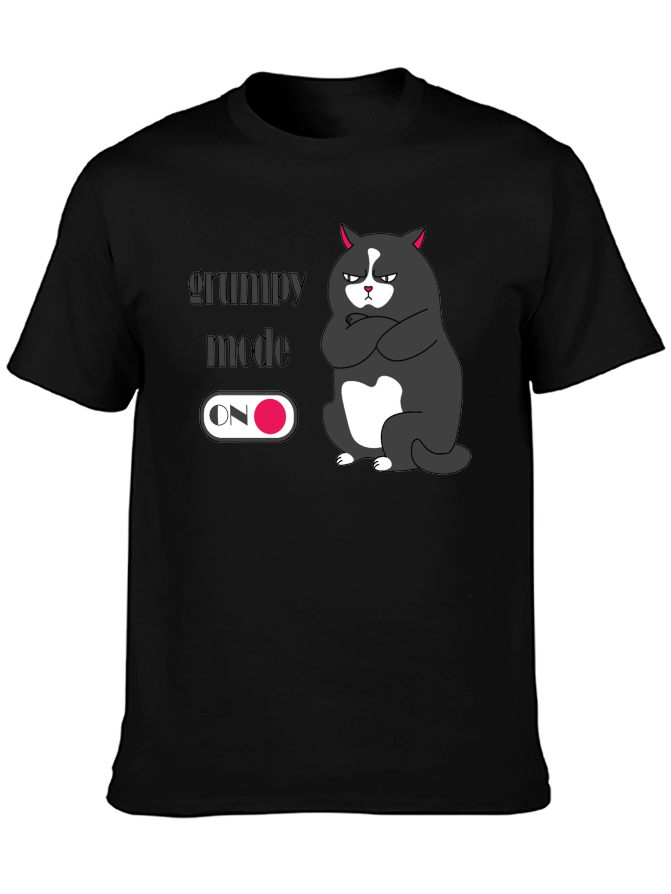 Black Grumpy Mode On Black T-Shirt - Express Your Mood! view 3
