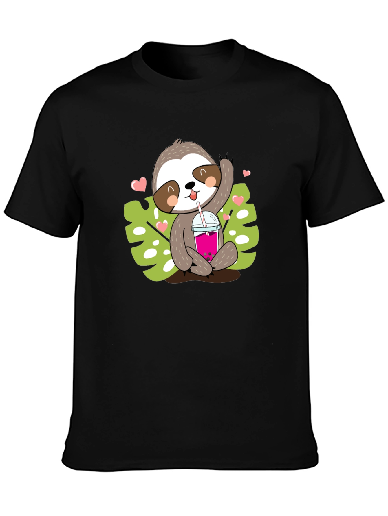 Black Sloth Boba Tea Graphic Tee - Cute Cartoon Animal Shirt view 3