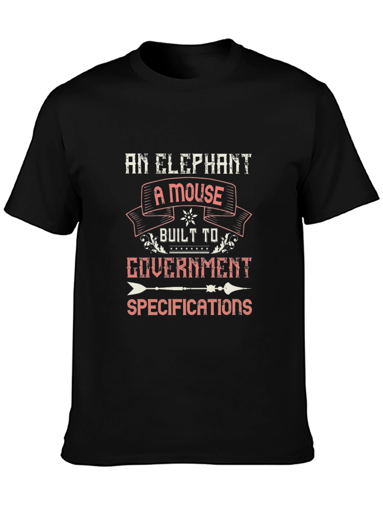 Black Elephant Mouse Government Specs T-Shirt view 3