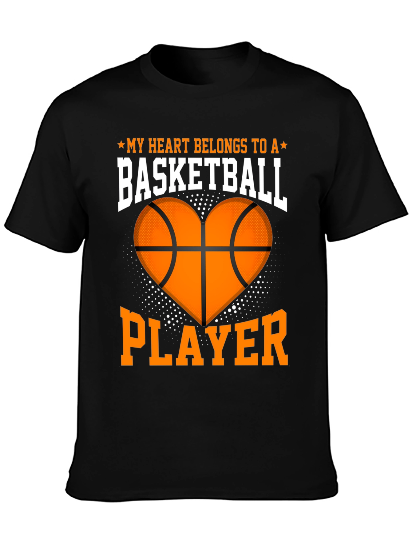 Black Basketball Lover's Heart T-Shirt view 3