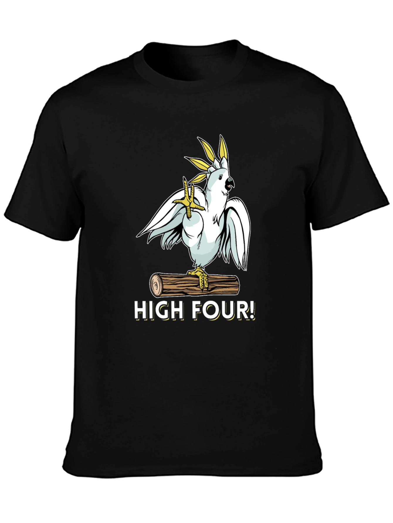 Black High Four! Cockatoo T-Shirt view 3