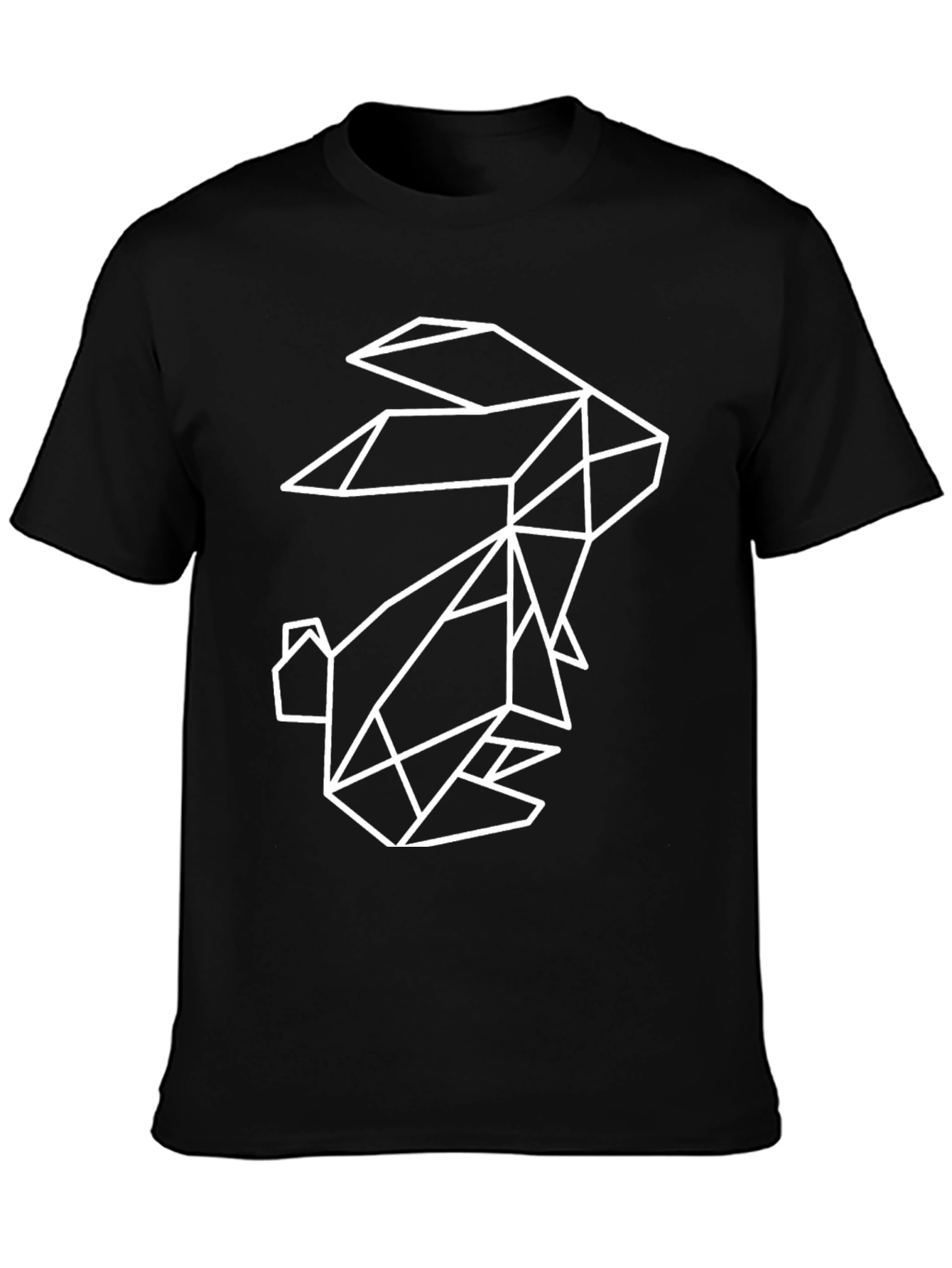 Black Geometric Rabbit Graphic Tee - Modern Animal Lover Style view 3