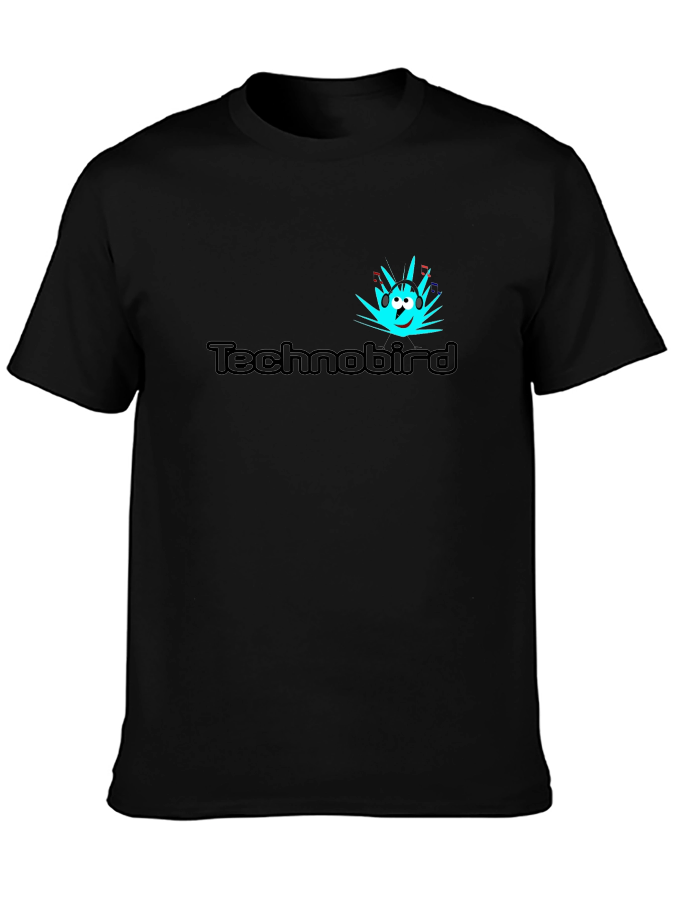 Black Technobird Graphic Tee - Stylish Black Cotton T-Shirt view 3