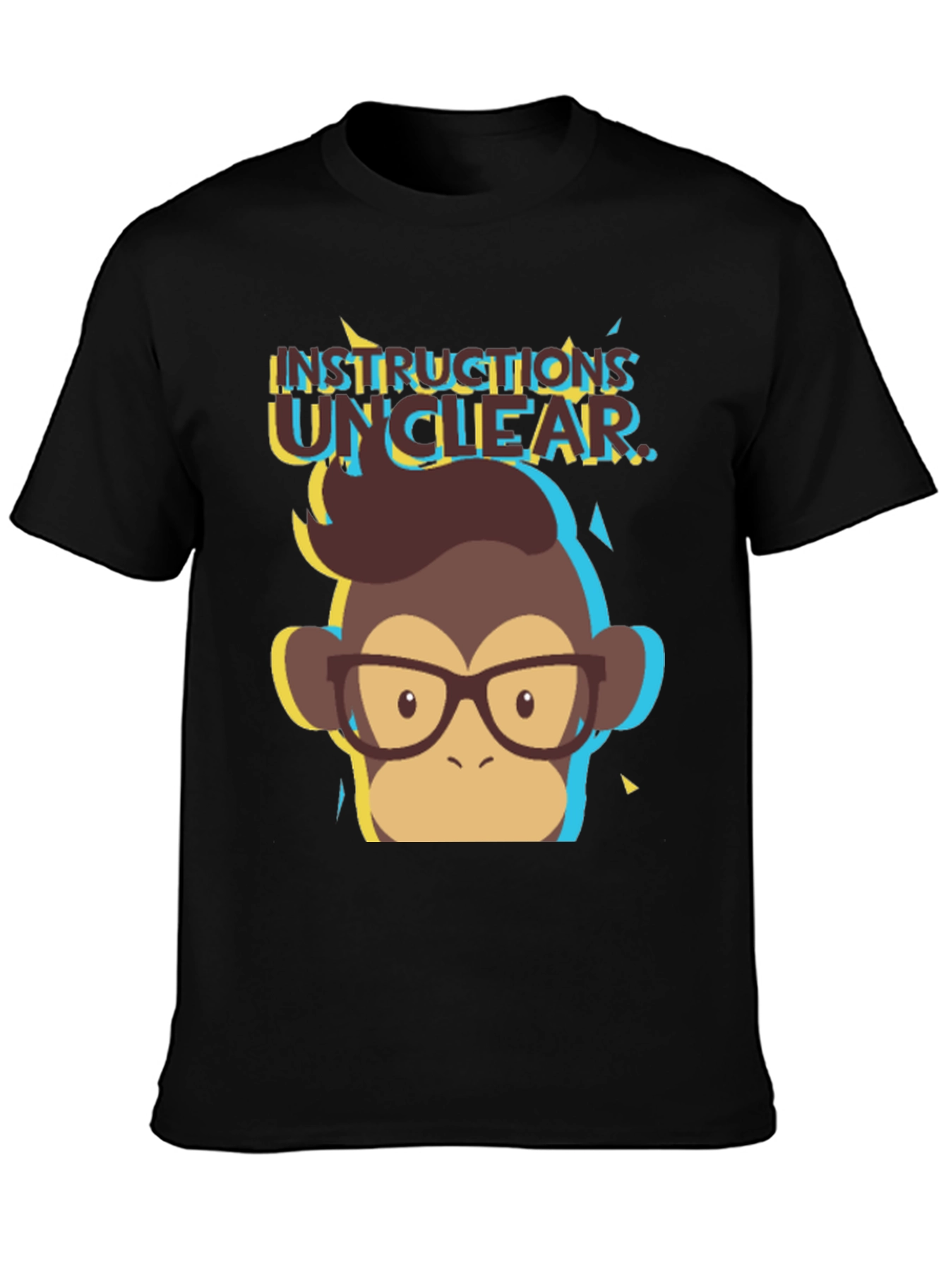 Black Instructions Unclear Monkey Graphic Tee - Black T-Shirt view 3