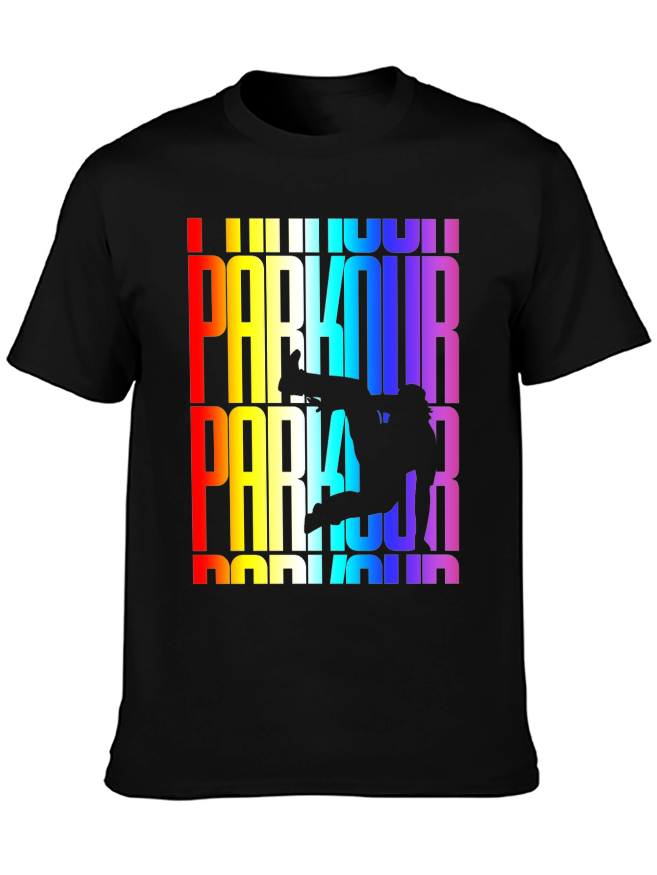 Black Rainbow Parkour Graphic Tee - Black view 3