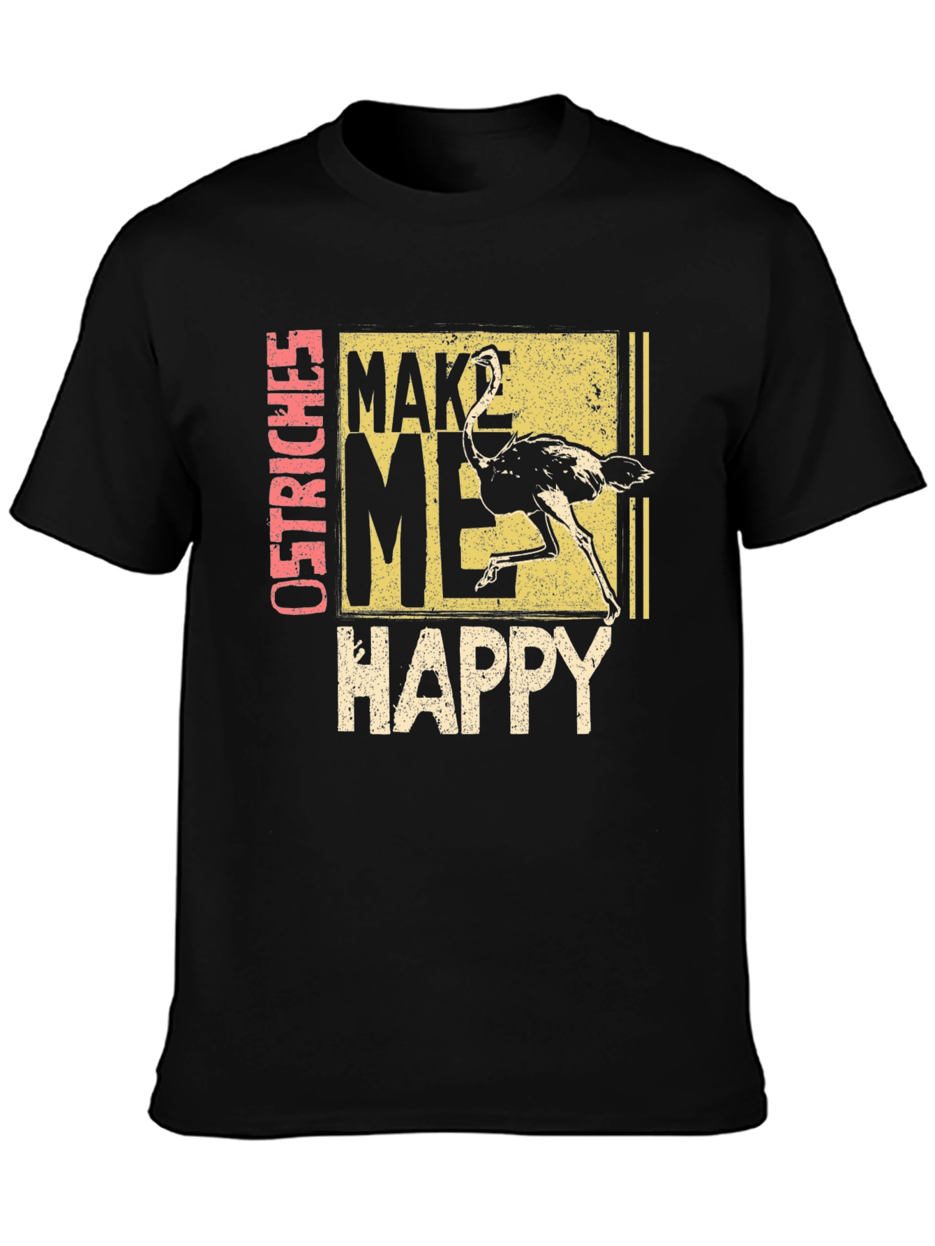 Black Ostrich Make Me Happy Graphic T-Shirt - Black view 3