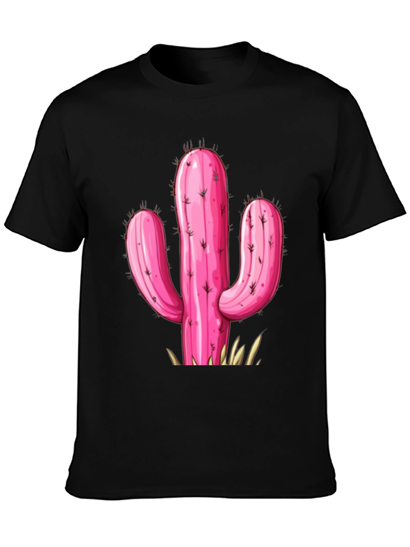 Black Pink Cactus Graphic Tee - Stylish Desert Vibe T-Shirt view 3