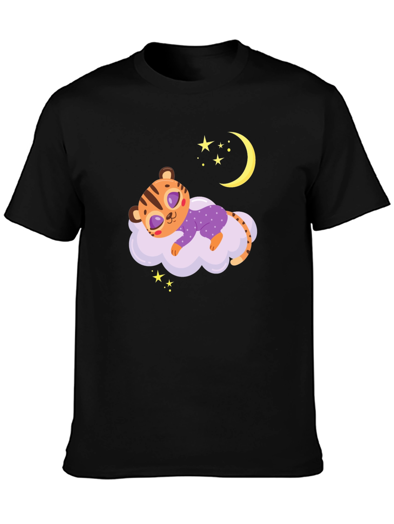 Black Cute Sleeping Tiger Tee view 3