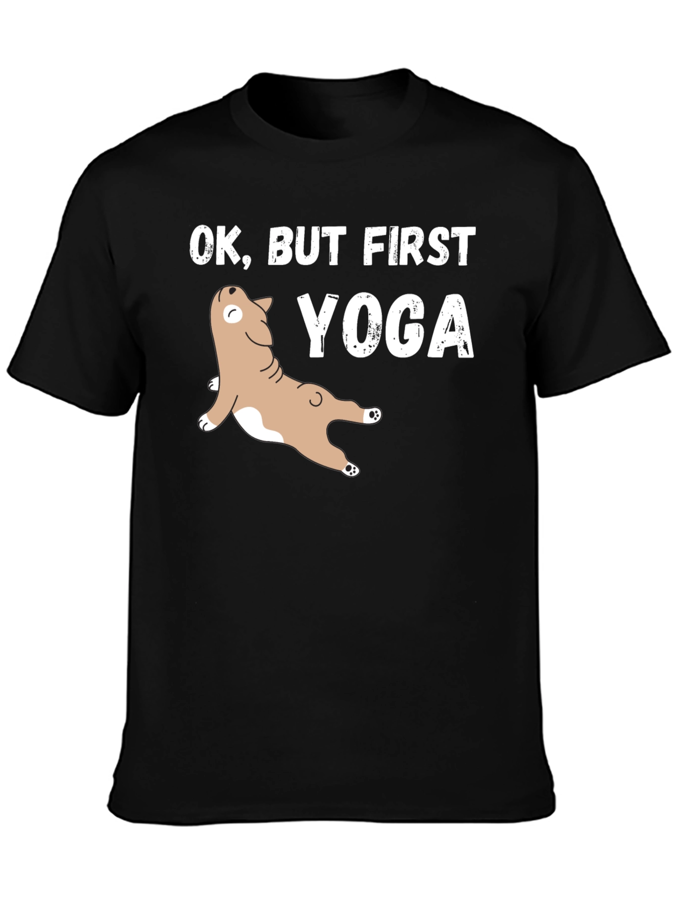 Black Yoga Dog Graphic Tee - Funny Workout Shirt view 3