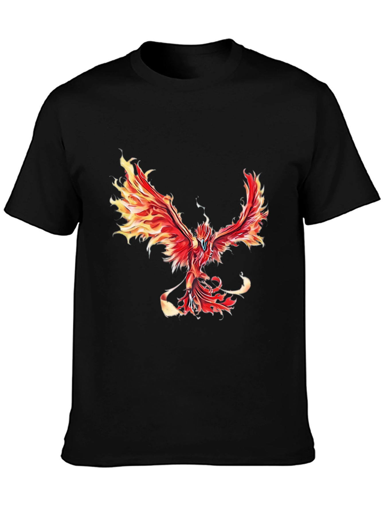 Black Fiery Phoenix Graphic Tee - Black Cotton Blend view 3