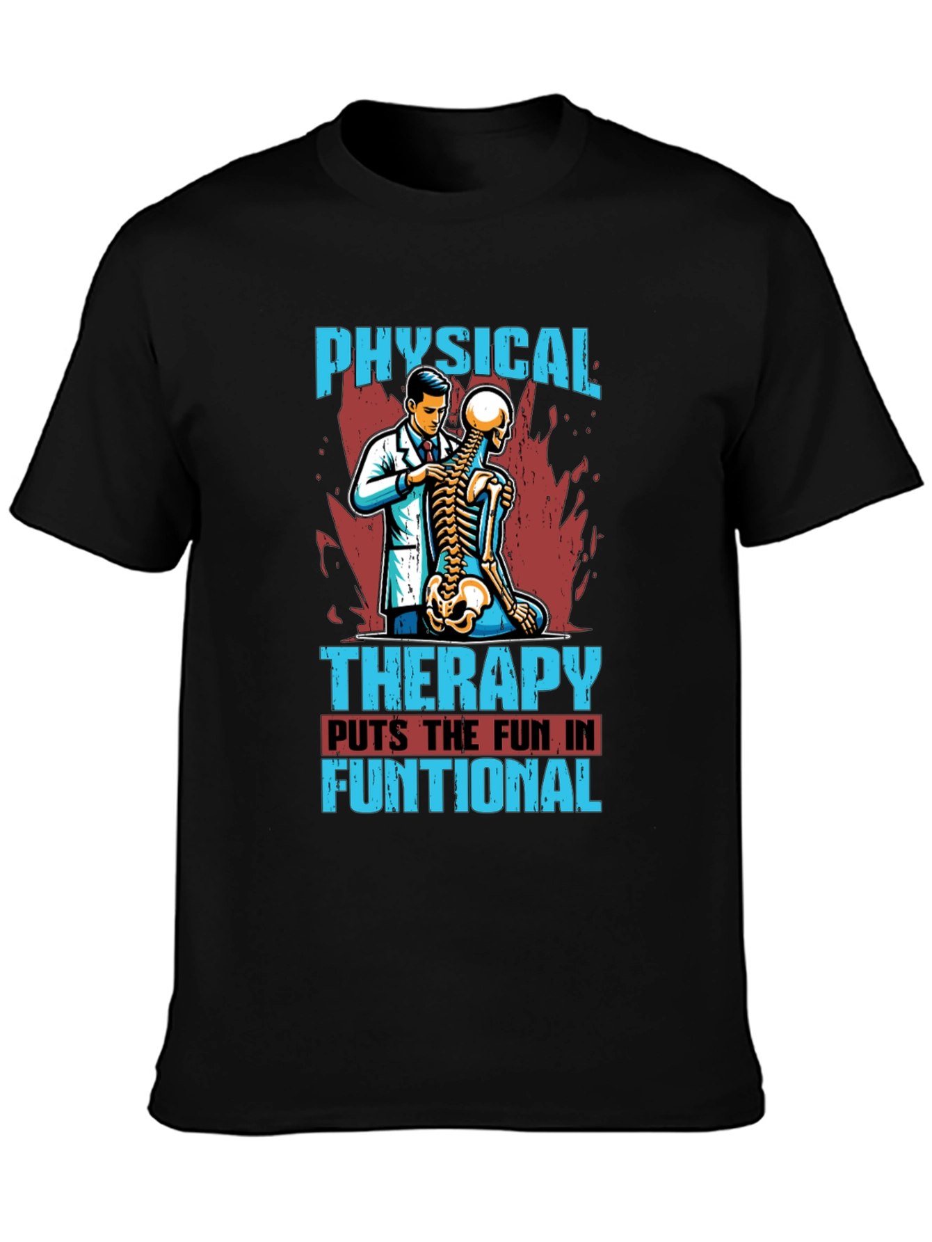 Black Physical Therapy Fun T-Shirt view 3