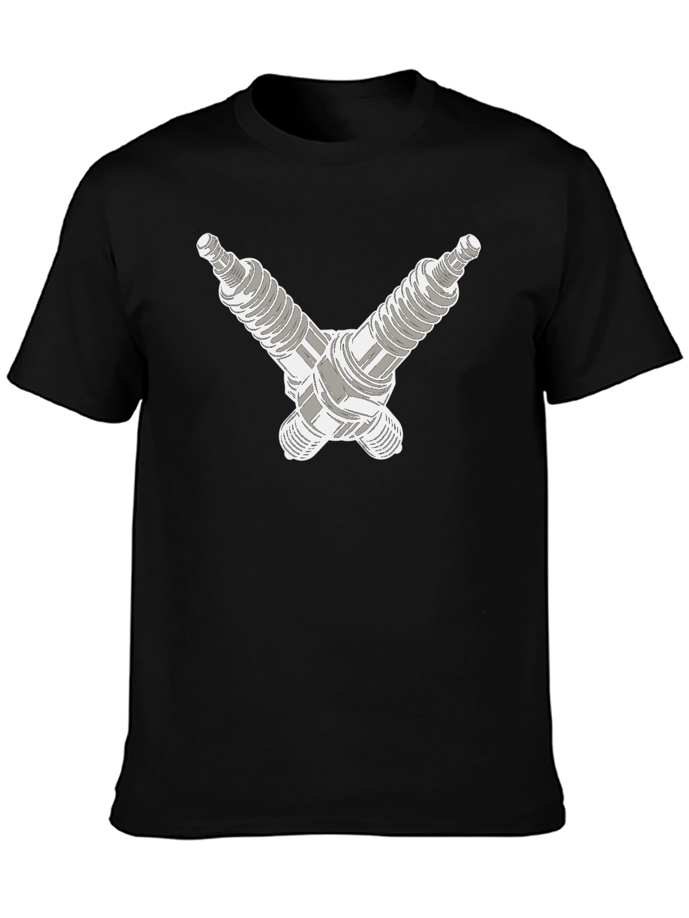 Black Crossed Spark Plugs Graphic Tee - Black view 3