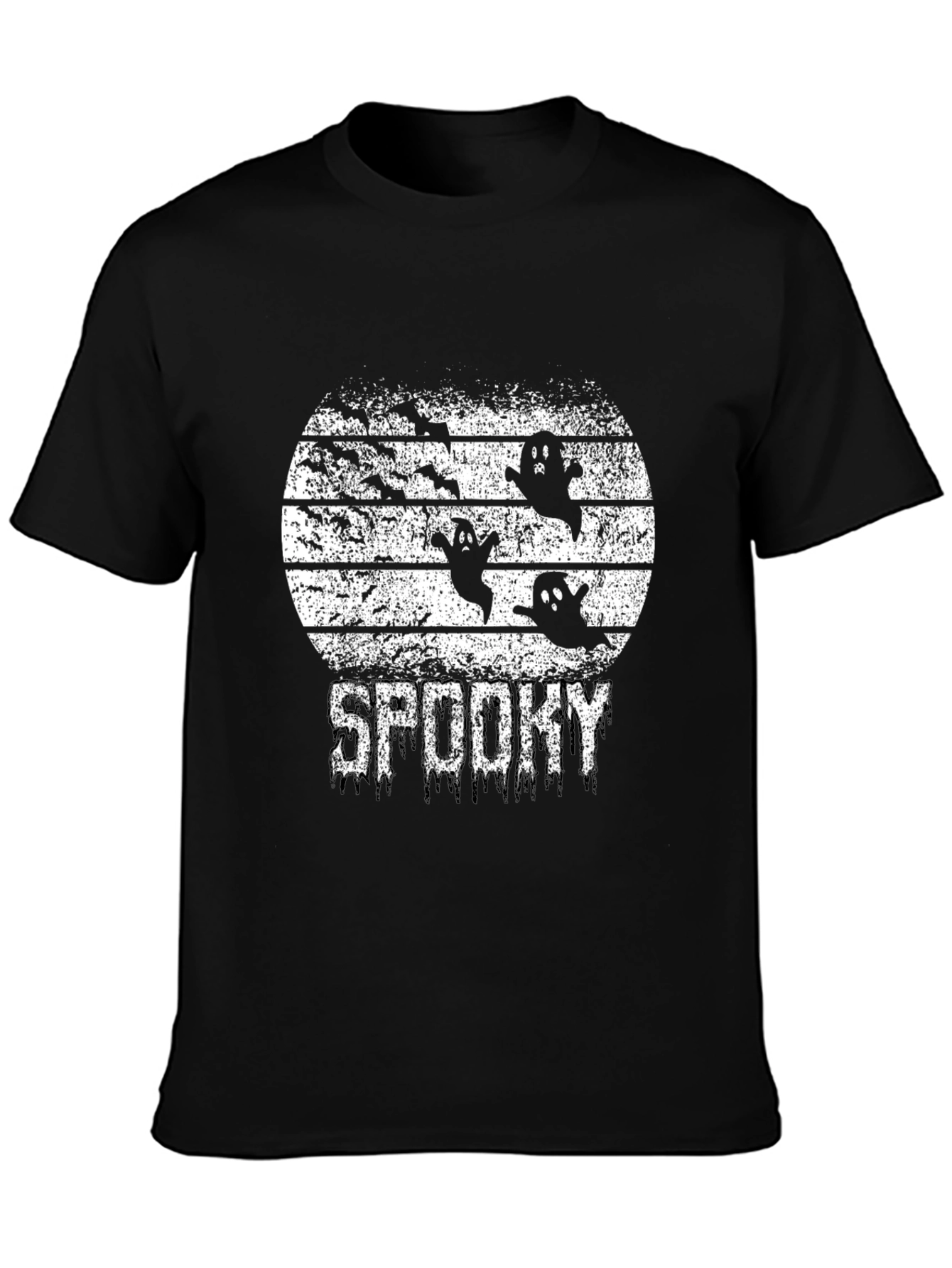 Black Spooky Ghosts T-Shirt Halloween Season Tee view 3