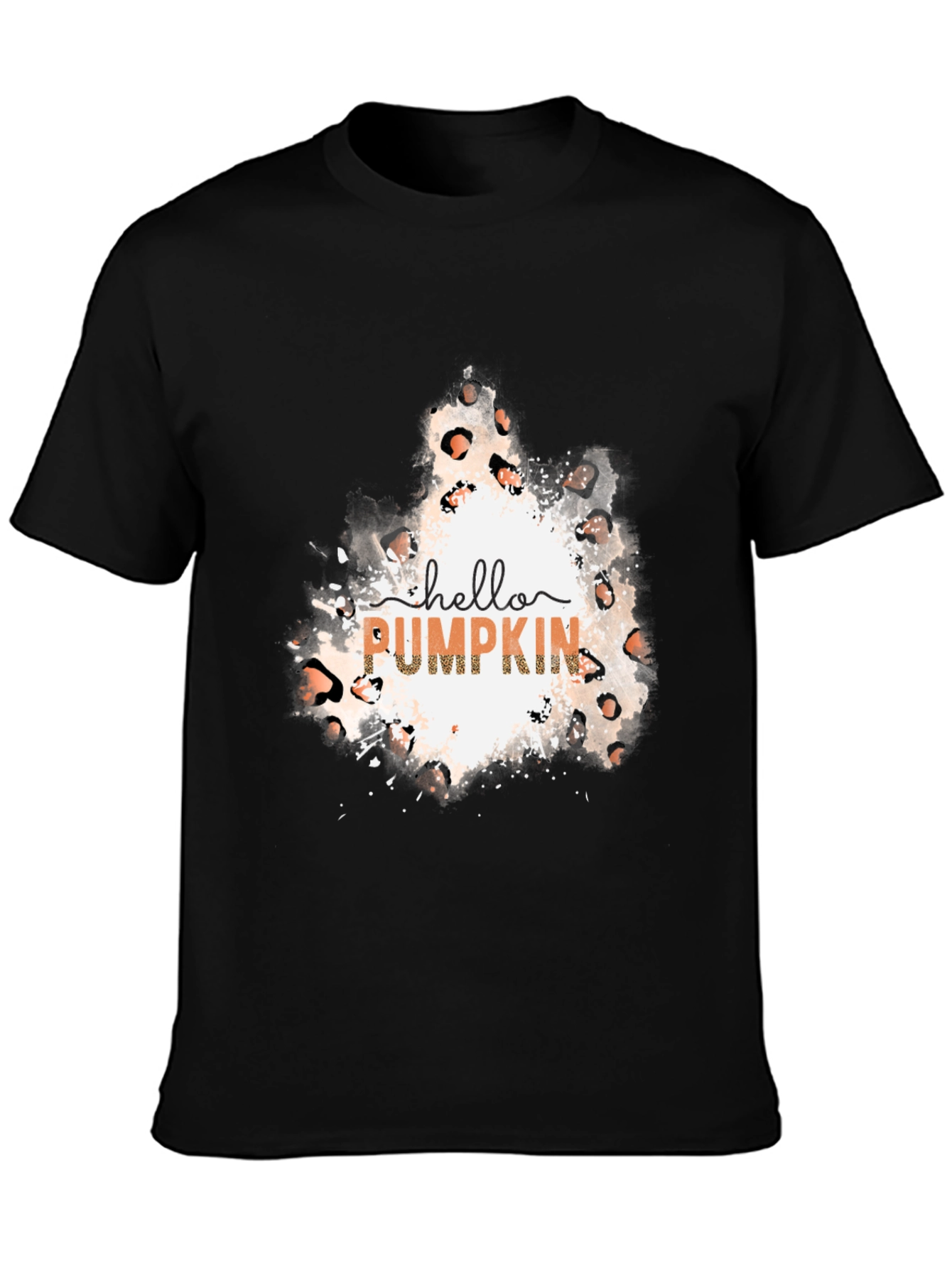 Black Hello Pumpkin Leopard Print Tee view 3