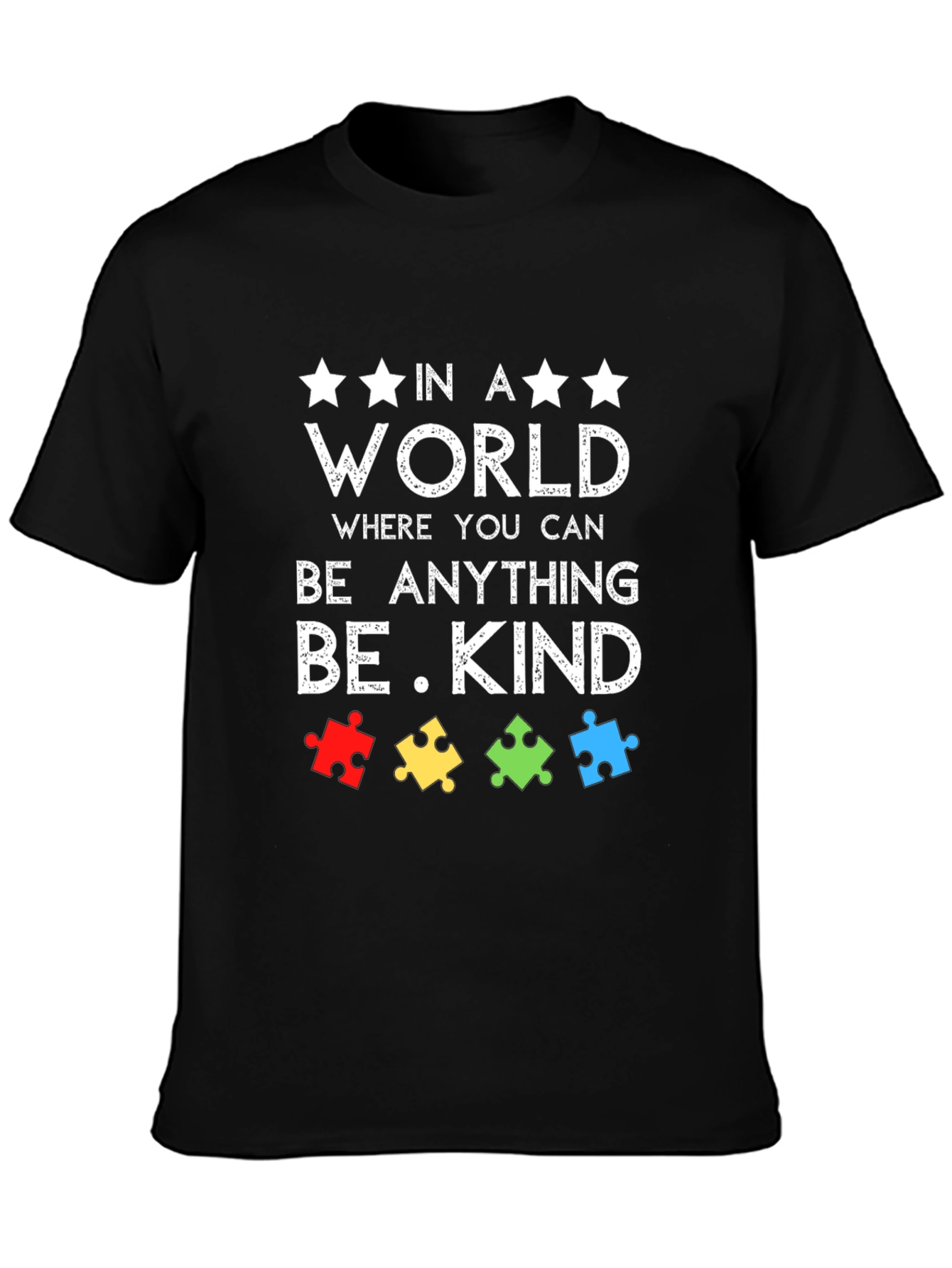 Black Be Kind Autism Awareness T-Shirt view 3