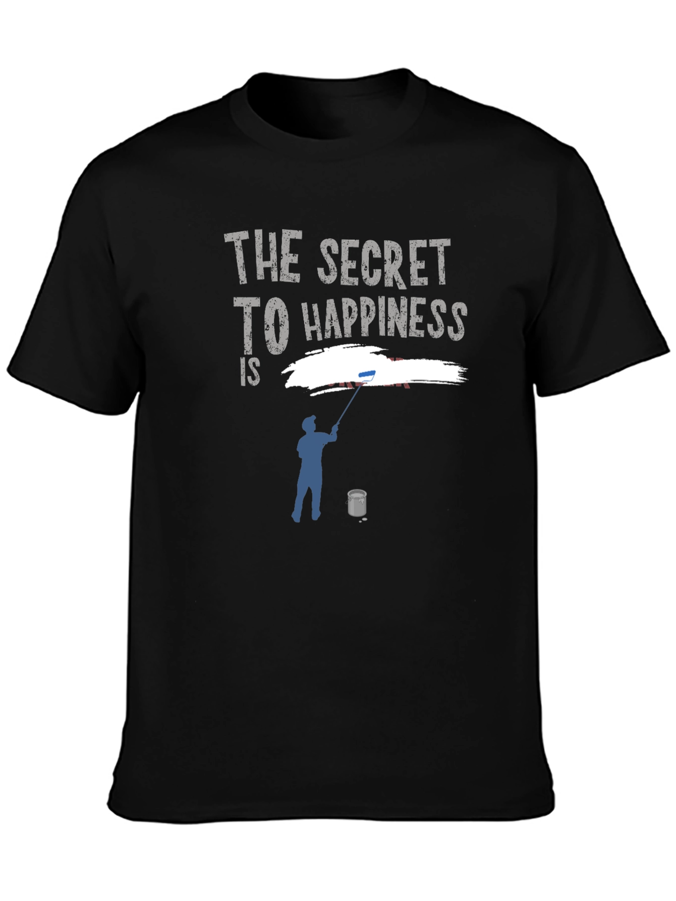 Black Secret to Happiness Painting Crew Neck T-Shirt view 3