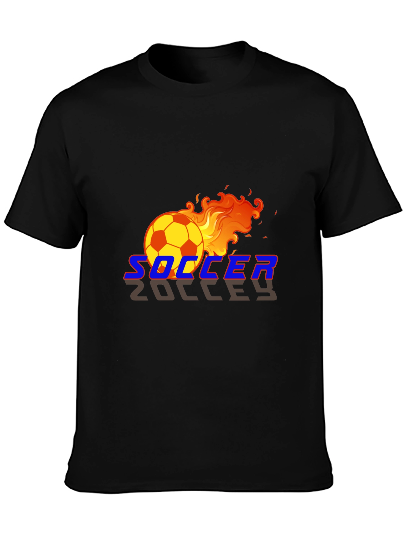 Black Flaming Soccer Ball Graphic T-Shirt view 3