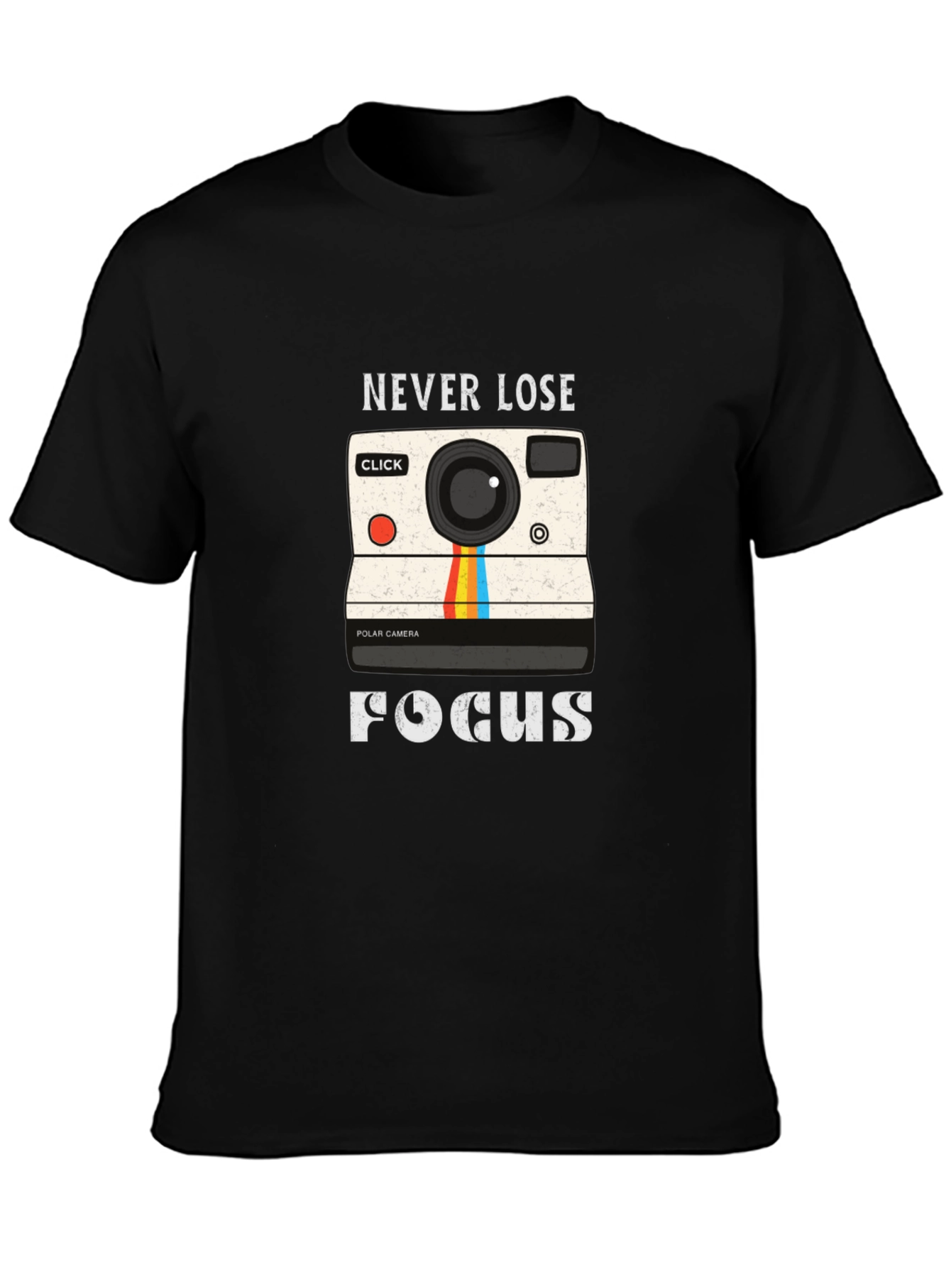 Black Never Lose Focus Camera Graphic Tee view 3