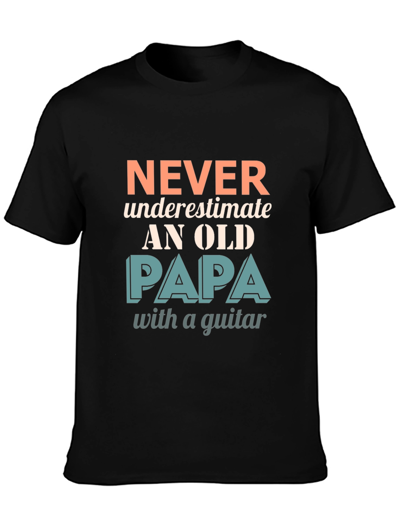Black Never Underestimate Old Papa with a Guitar T-Shirt view 3