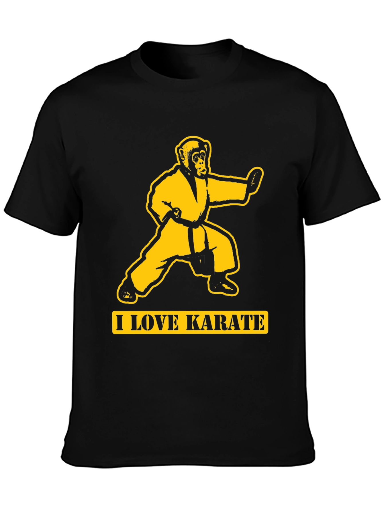 Black Karate Monkey T-Shirt - Black Cotton Tee view 3