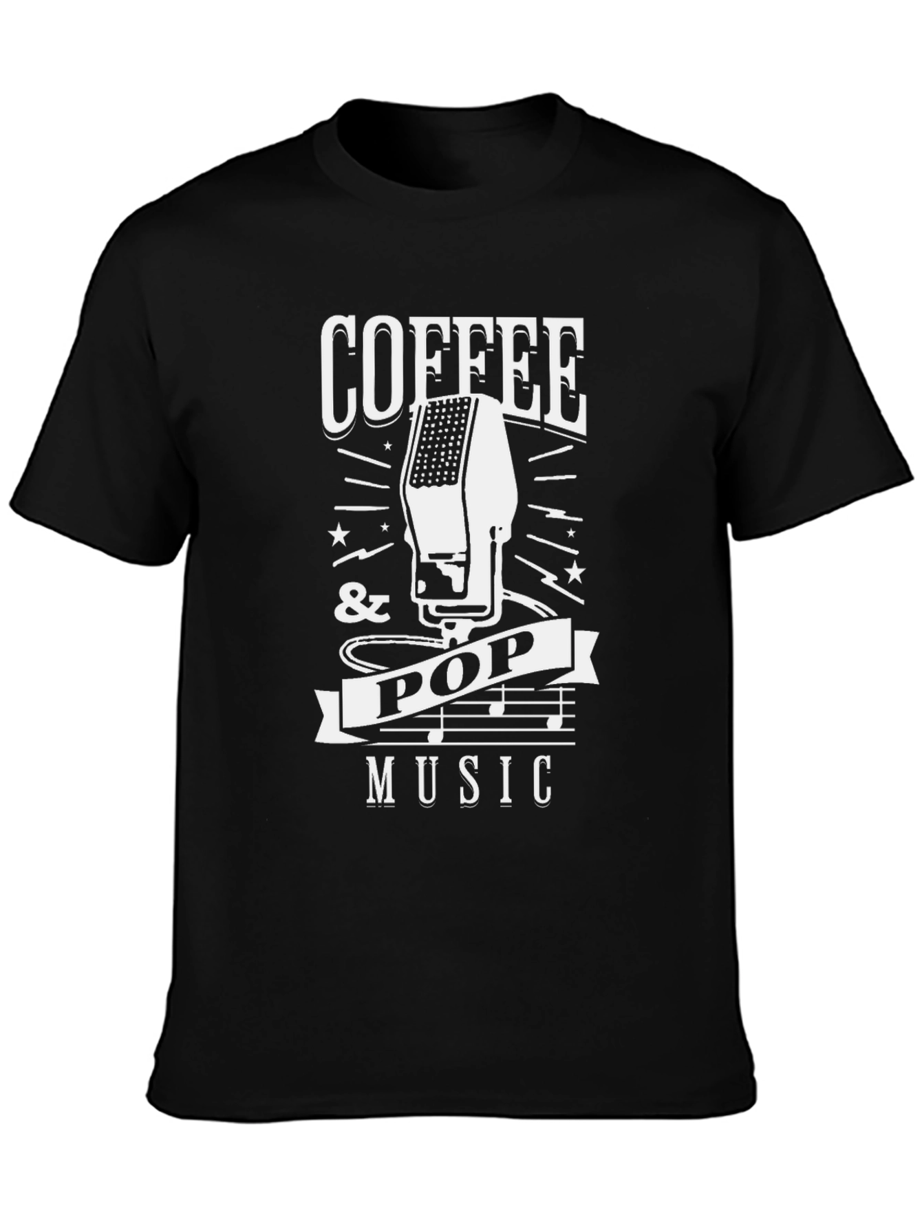 Black Coffee & Pop Music T-Shirt - Black Graphic Tee view 3