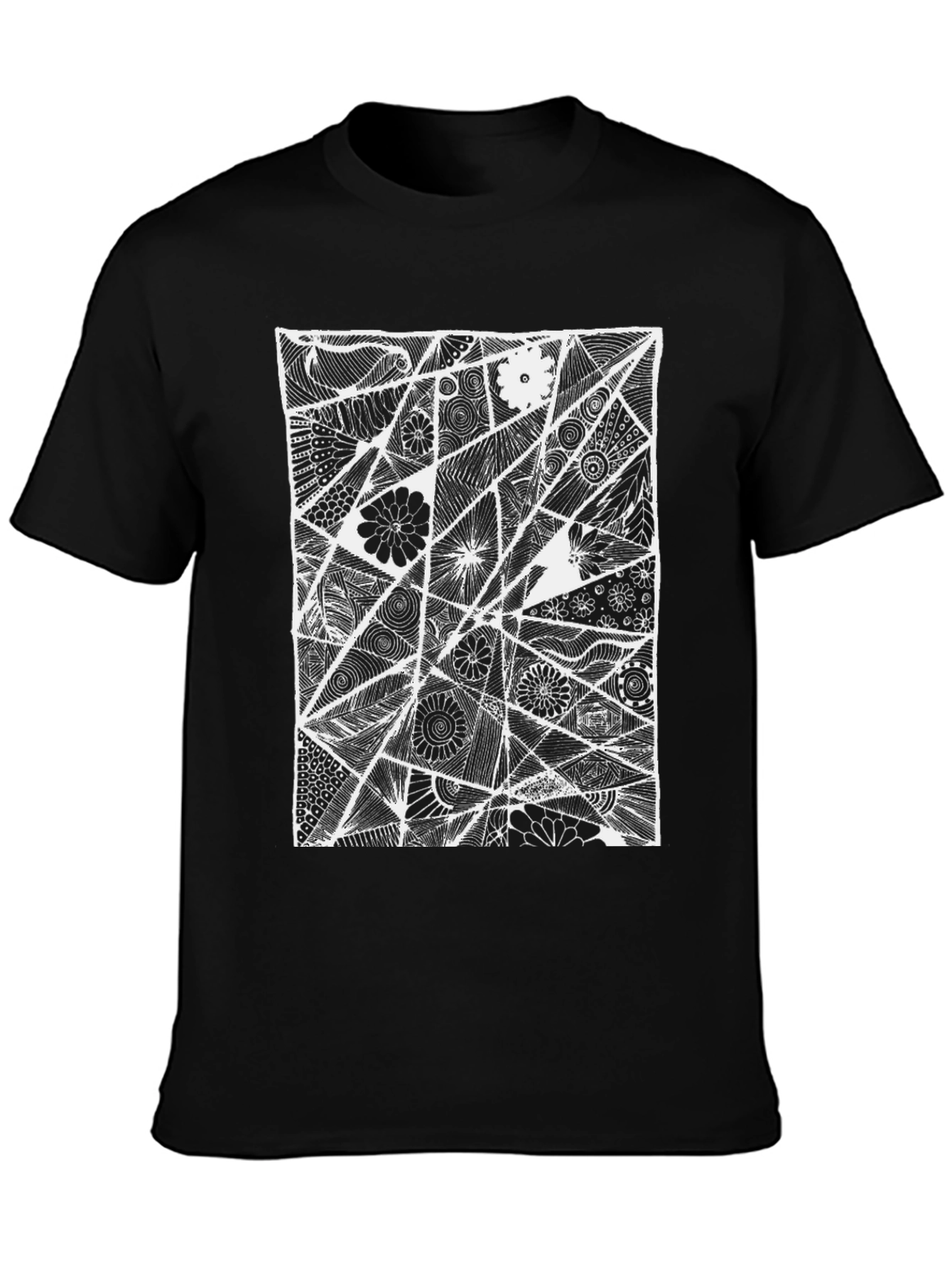 Black Abstract Floral Black T-Shirt view 3