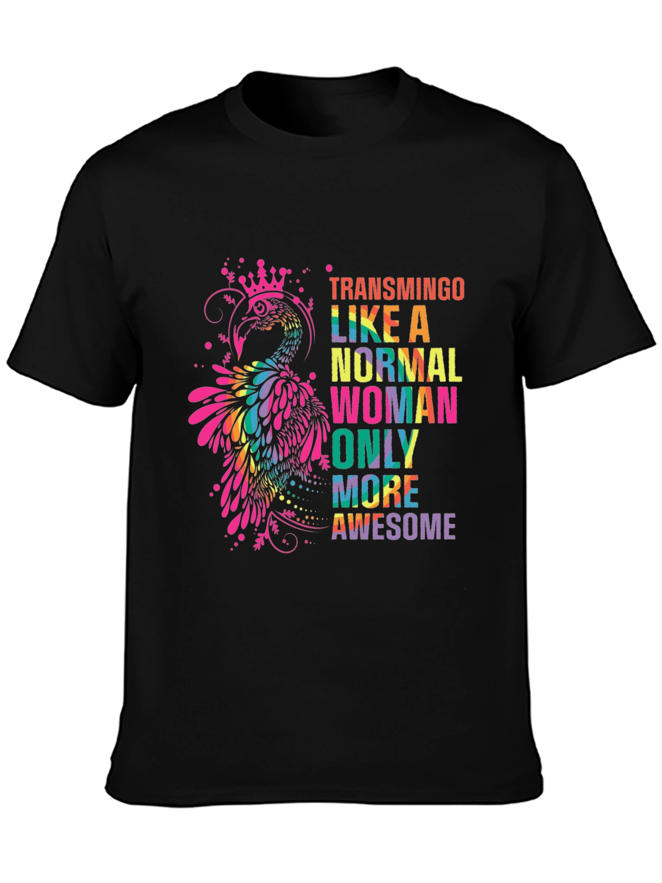 Black Transmingo Colorful Graphic T-Shirt view 3