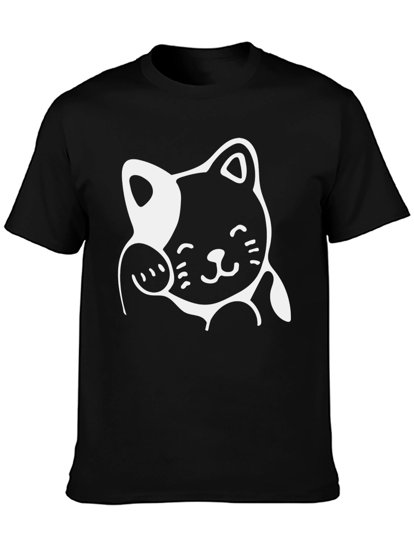 Black Cute Cat Graphic Tee - Black Cotton Comfort view 3