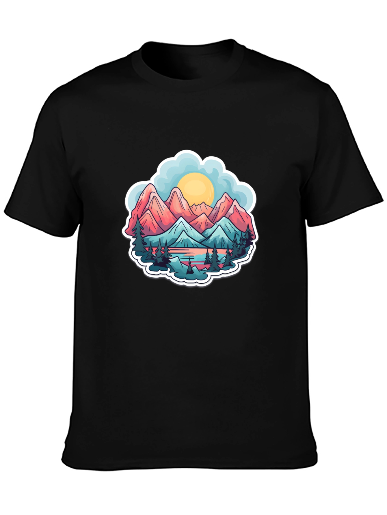 Black Mountain Scene Graphic T-Shirt view 3