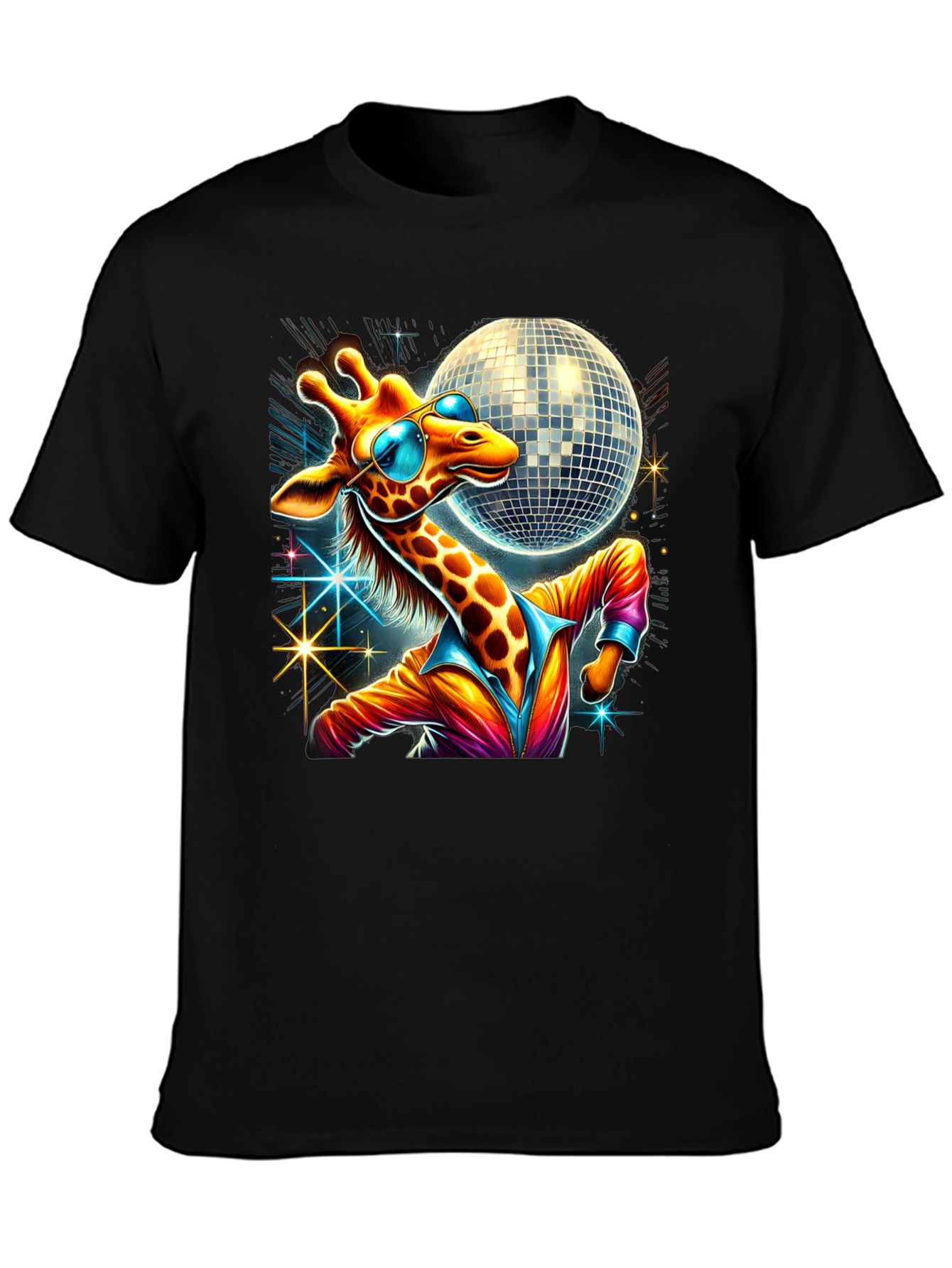 Black Disco Giraffe T-Shirt view 3