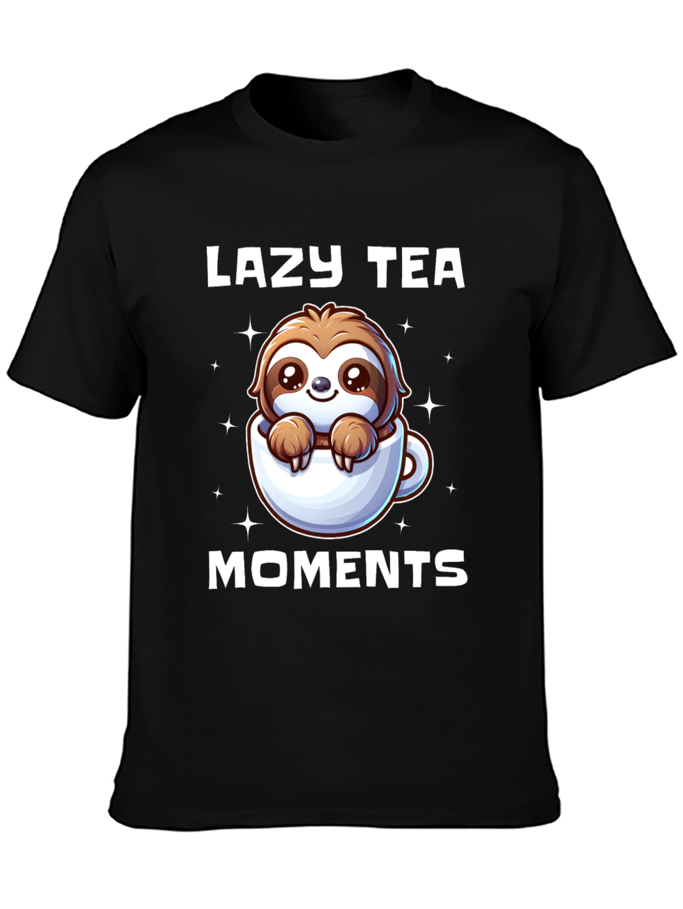 Black Lazy Tea Moments Sloth T-Shirt - Cute & Comfy view 3