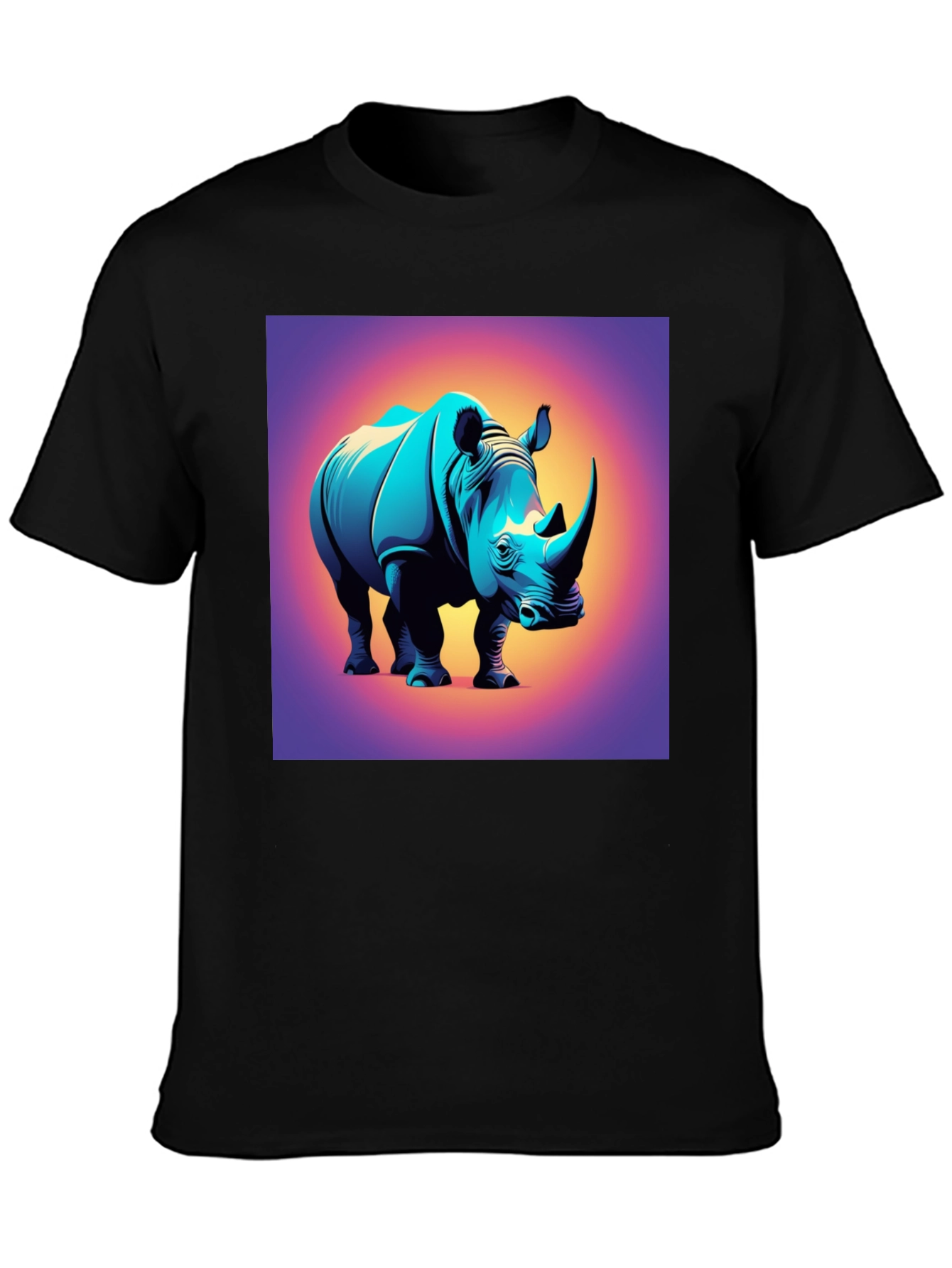 Black Rhino Graphic Tee - Bold Animal Print T-Shirt view 3