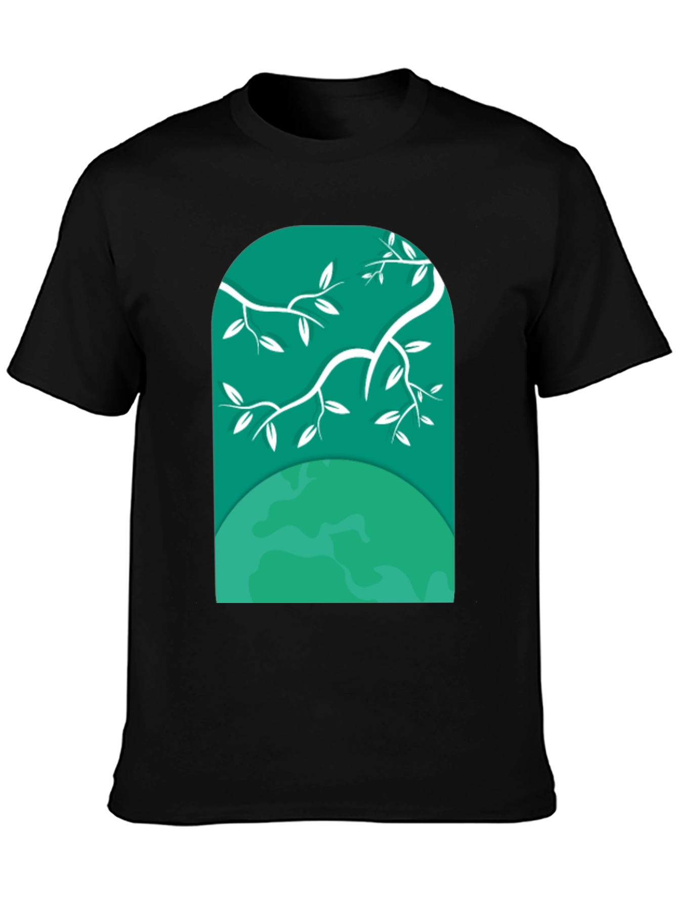 Black Nature Window Tee - Graphic Print Black T-Shirt view 3